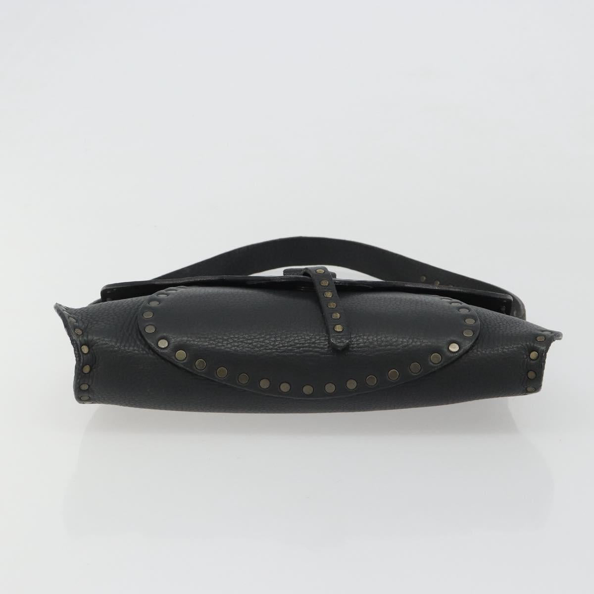 CELINE Shoulder Bag Leather Black Auth 188867V