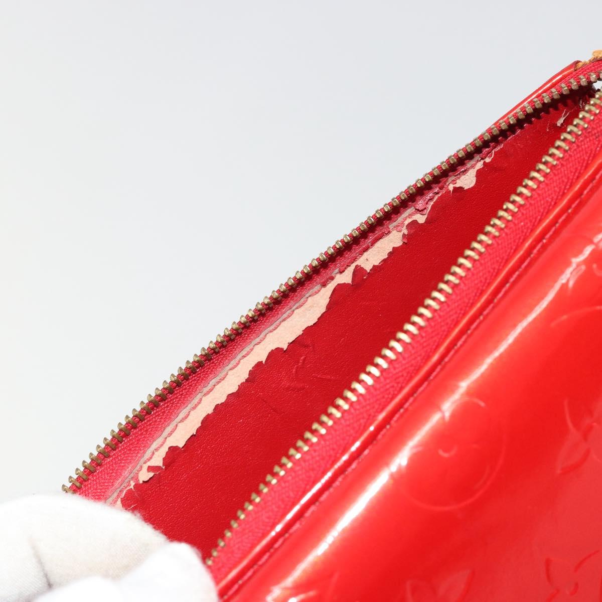 LOUIS VUITTON Monogram Vernis Motto Accessory Pouch Red M91137 LV Auth 188868