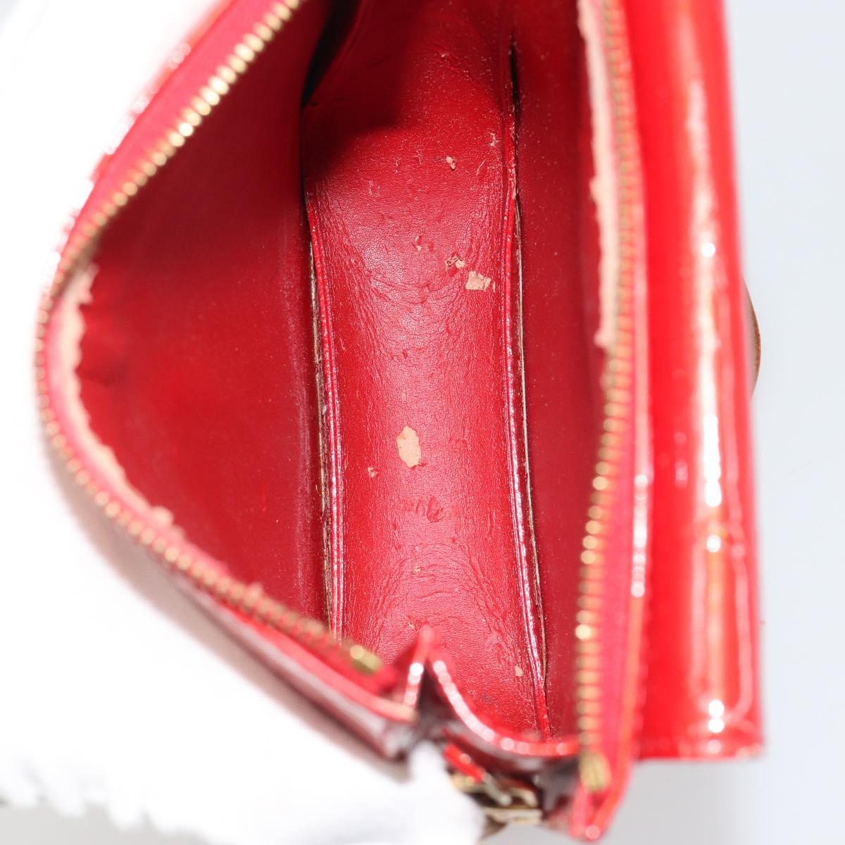 LOUIS VUITTON Monogram Vernis Motto Accessory Pouch Red M91137 LV Auth 188868