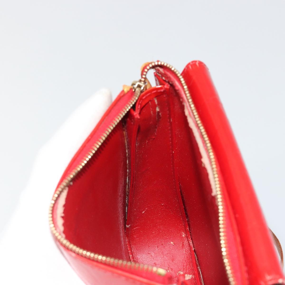 LOUIS VUITTON Monogram Vernis Motto Accessory Pouch Red M91137 LV Auth 188868