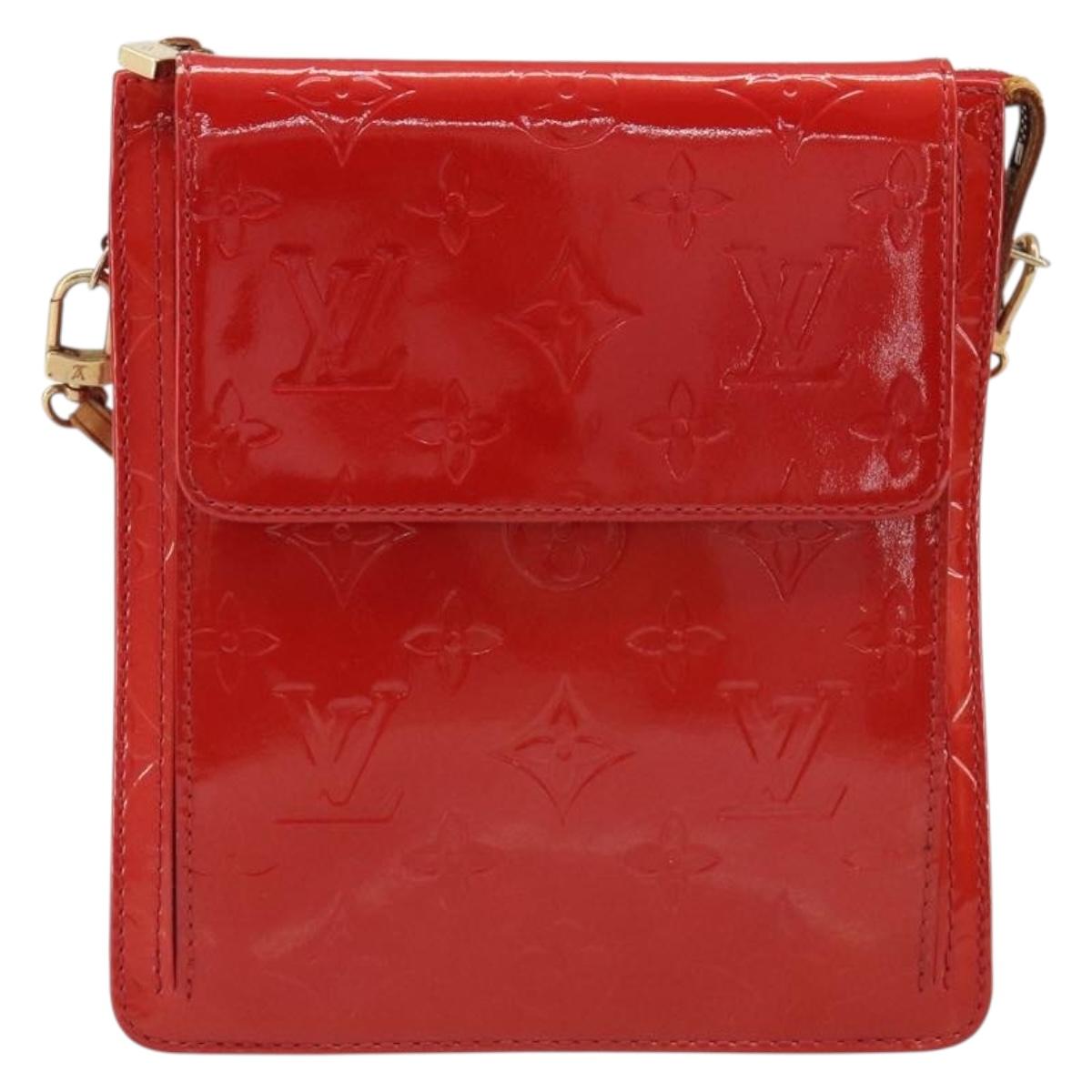 LOUIS VUITTON Monogram Vernis Motto Accessory Pouch Red M91137 LV Auth 188868
