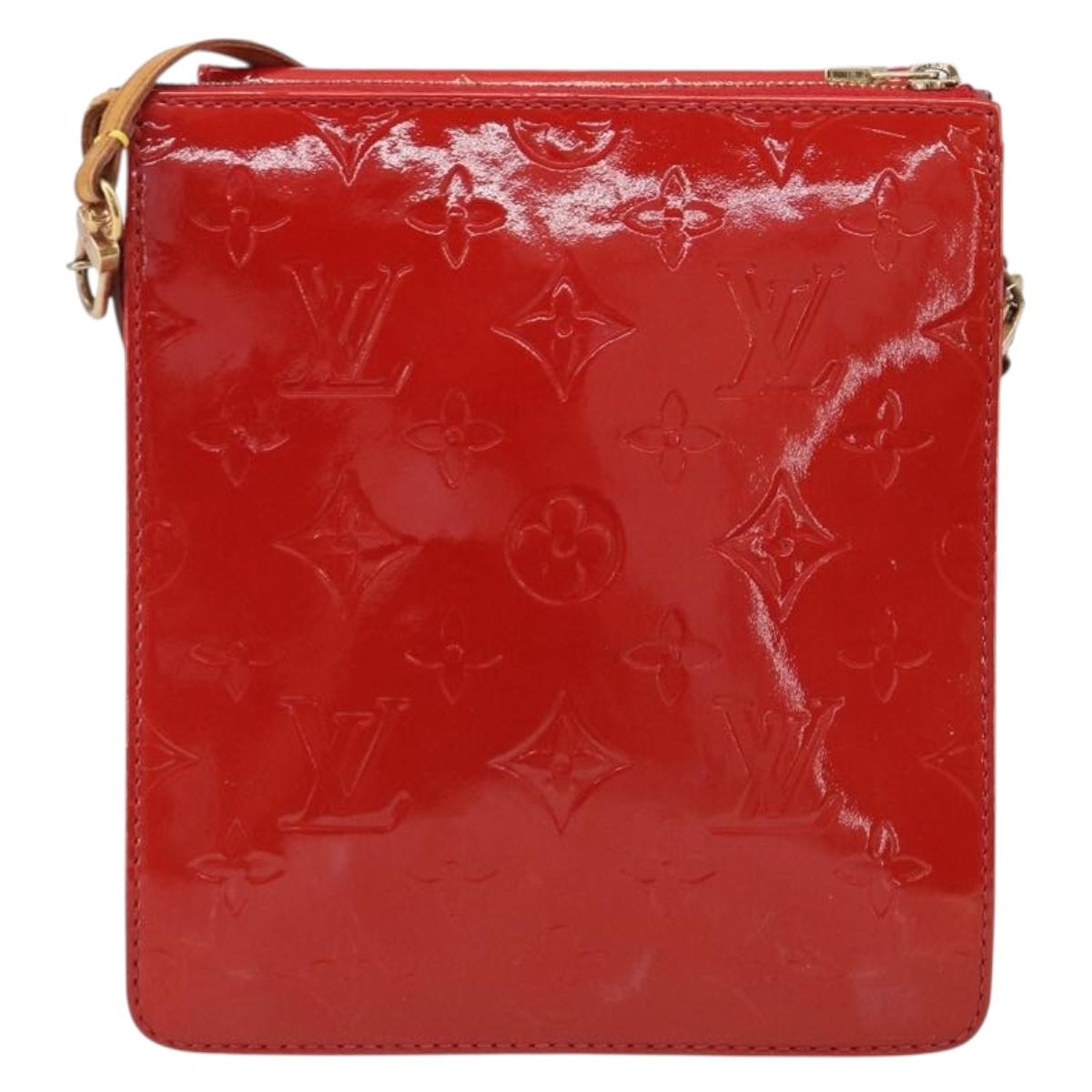 LOUIS VUITTON Monogram Vernis Motto Accessory Pouch Red M91137 LV Auth 188868