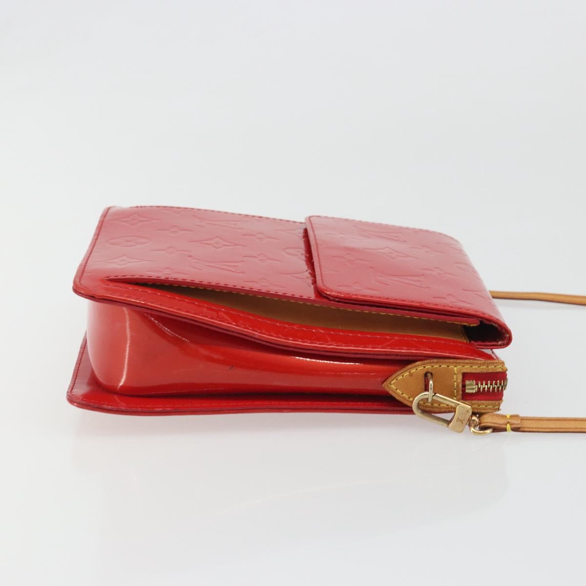 LOUIS VUITTON Monogram Vernis Motto Accessory Pouch Red M91137 LV Auth 188868