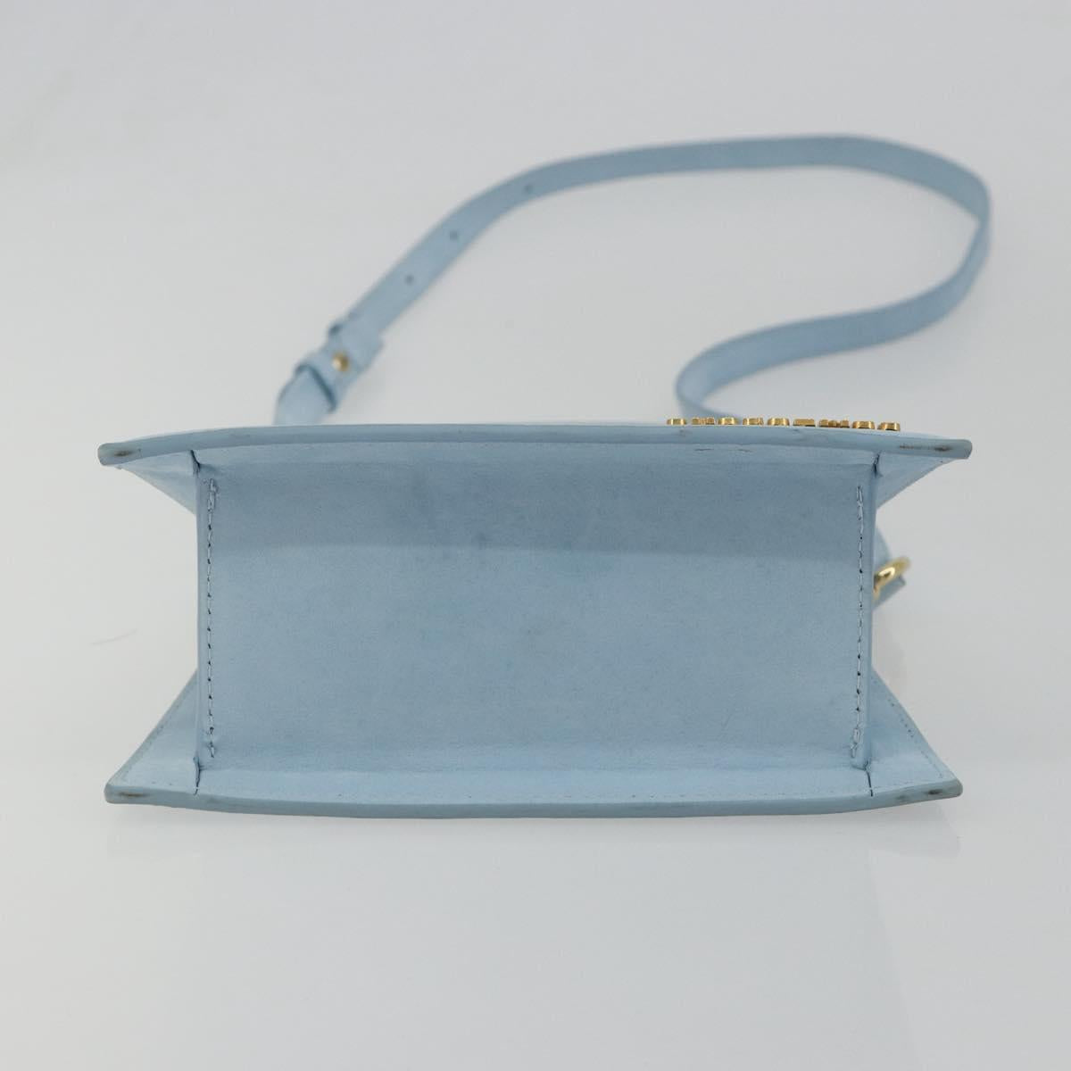 JACQUEMUS Hand Bag Suede 2way Light Blue Gold Auth 188870M