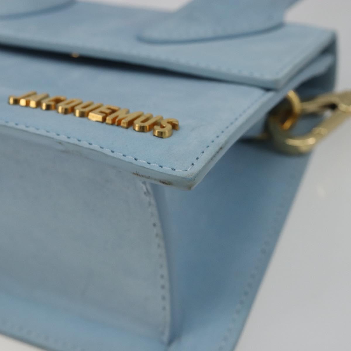 JACQUEMUS Hand Bag Suede 2way Light Blue Gold Auth 188870M