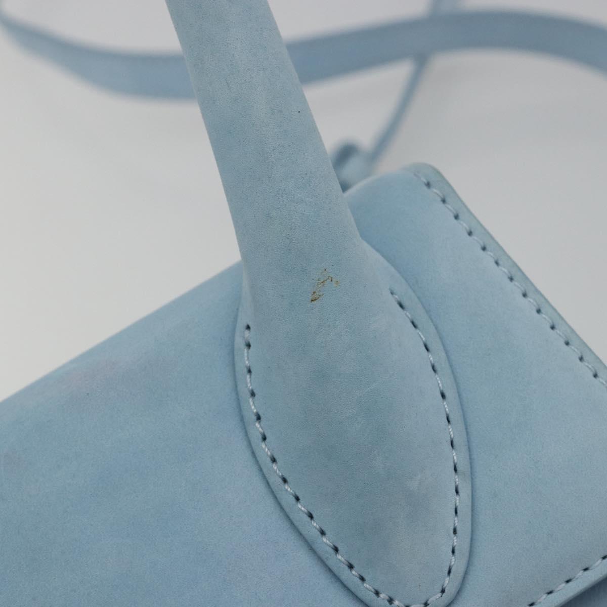 JACQUEMUS Hand Bag Suede 2way Light Blue Gold Auth 188870M