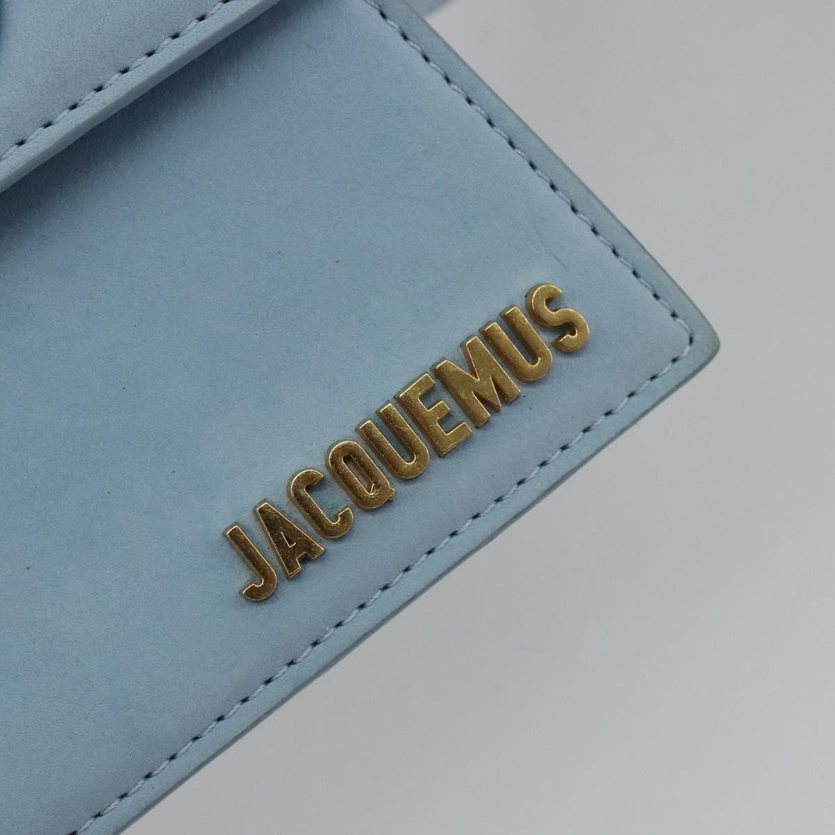 JACQUEMUS Hand Bag Suede 2way Light Blue Gold Auth 188870M