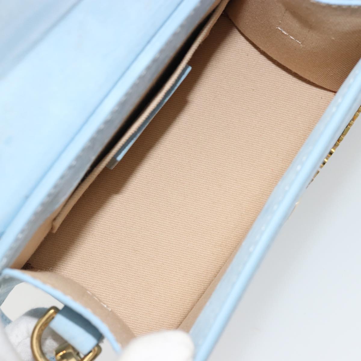 JACQUEMUS Hand Bag Suede 2way Light Blue Gold Auth 188870M