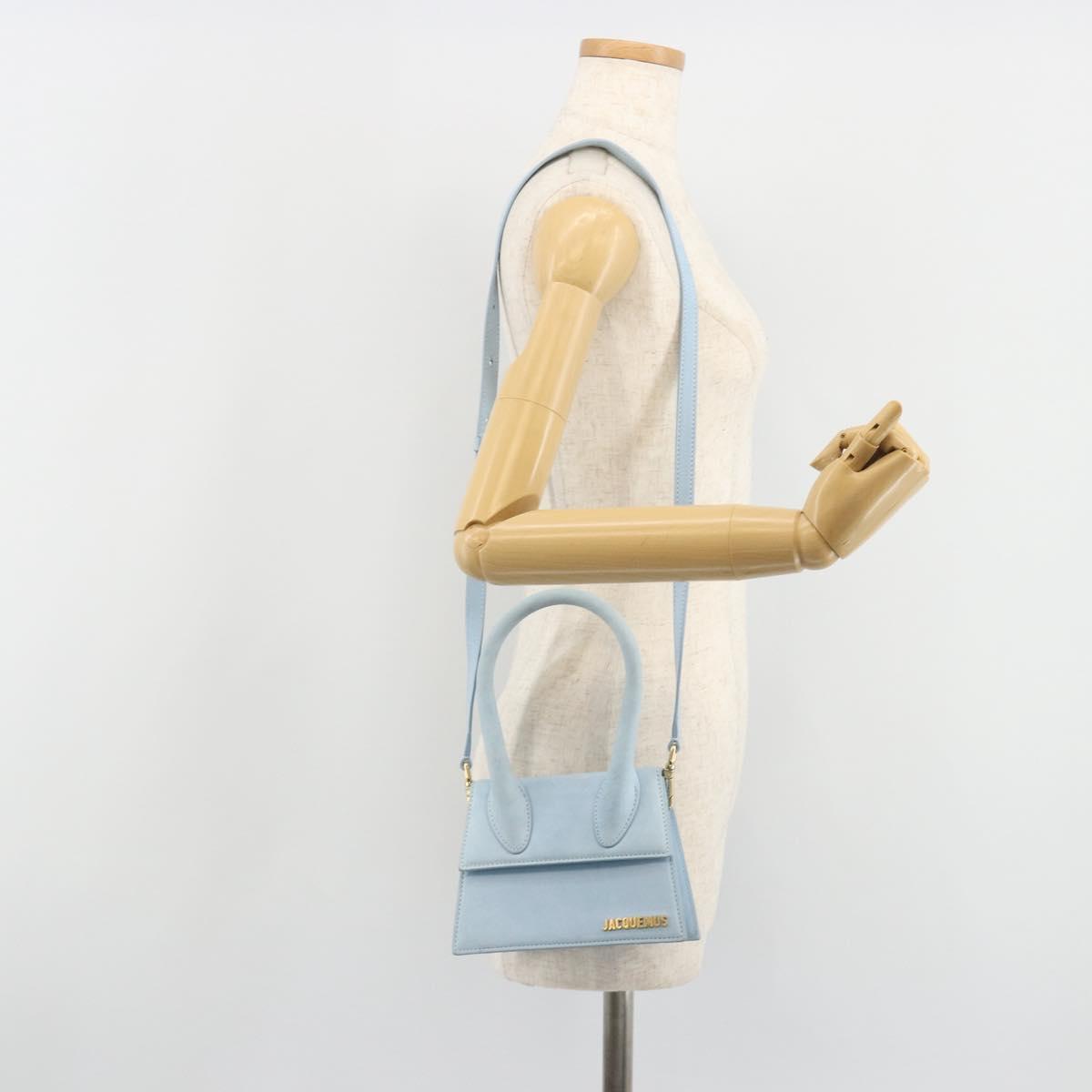 JACQUEMUS Hand Bag Suede 2way Light Blue Gold Auth 188870M