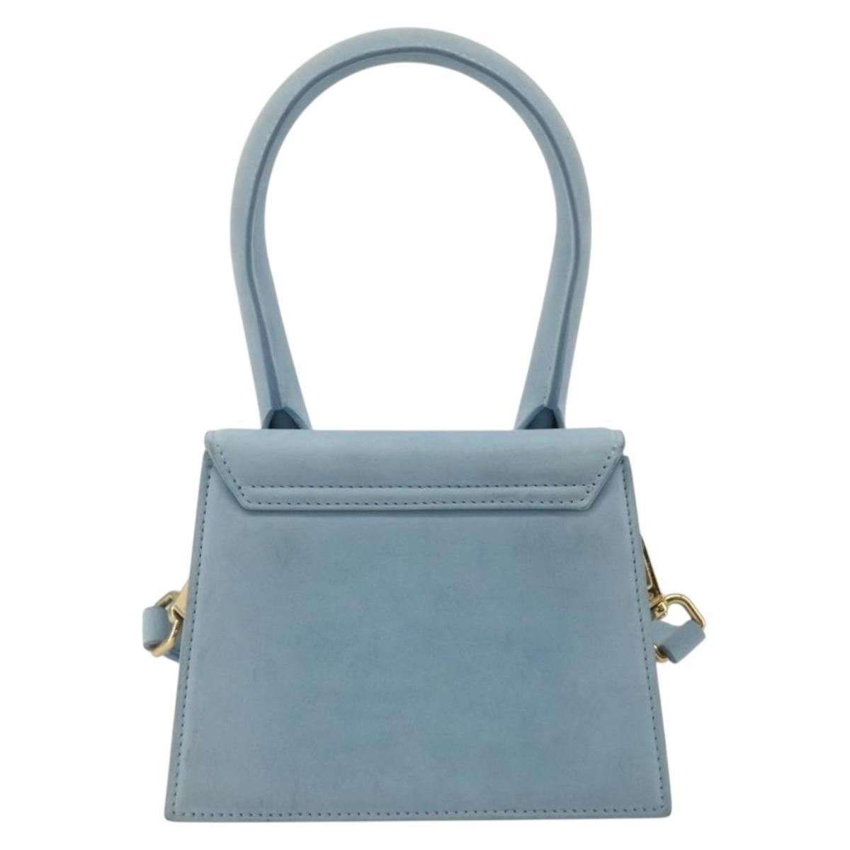 JACQUEMUS Hand Bag Suede 2way Light Blue Gold Auth 188870M