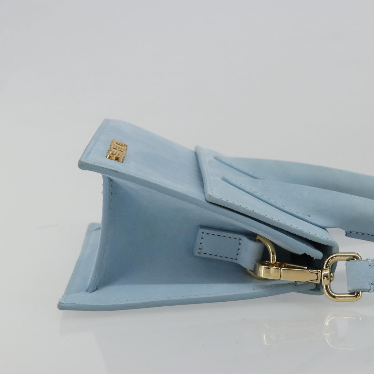 JACQUEMUS Hand Bag Suede 2way Light Blue Gold Auth 188870M