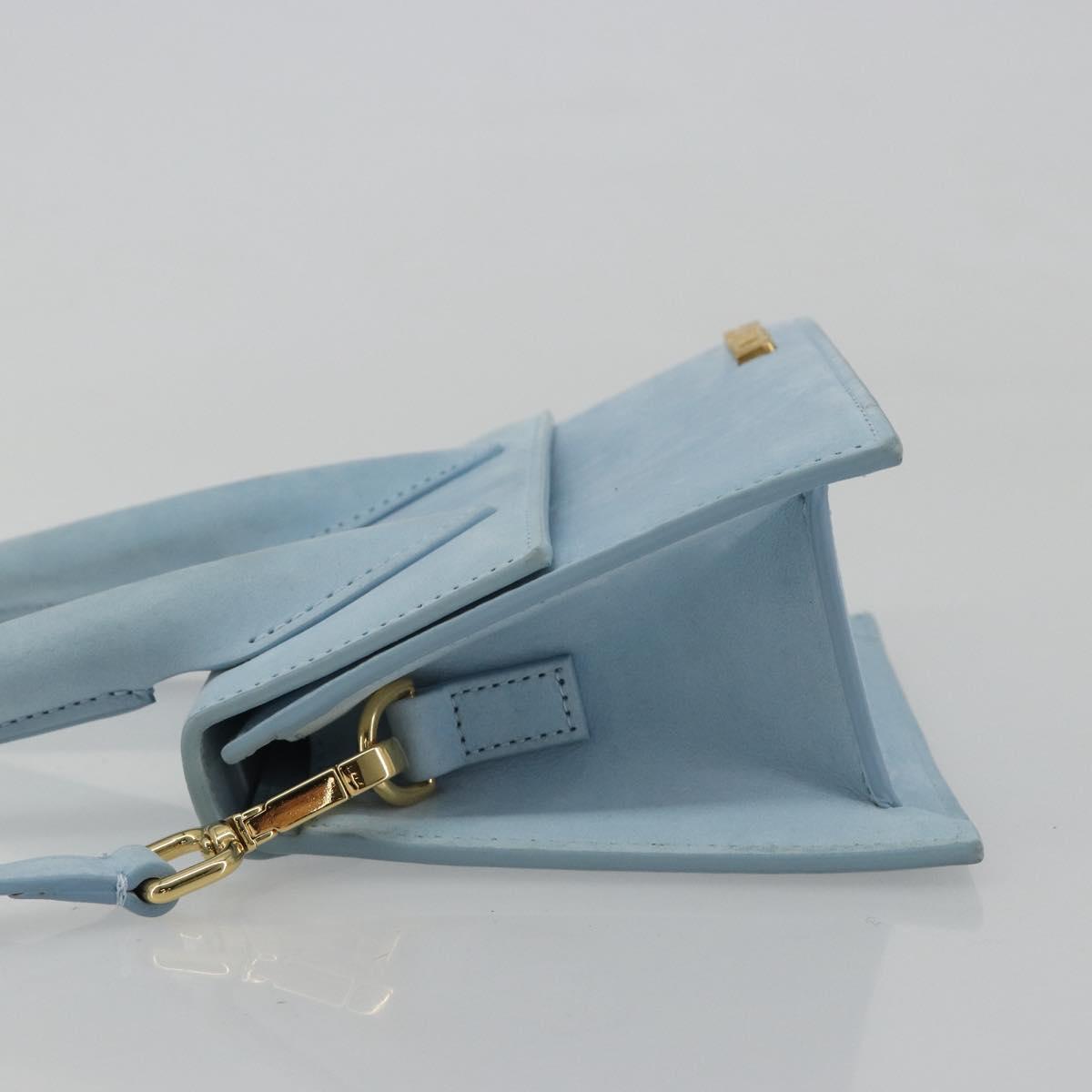 JACQUEMUS Hand Bag Suede 2way Light Blue Gold Auth 188870M