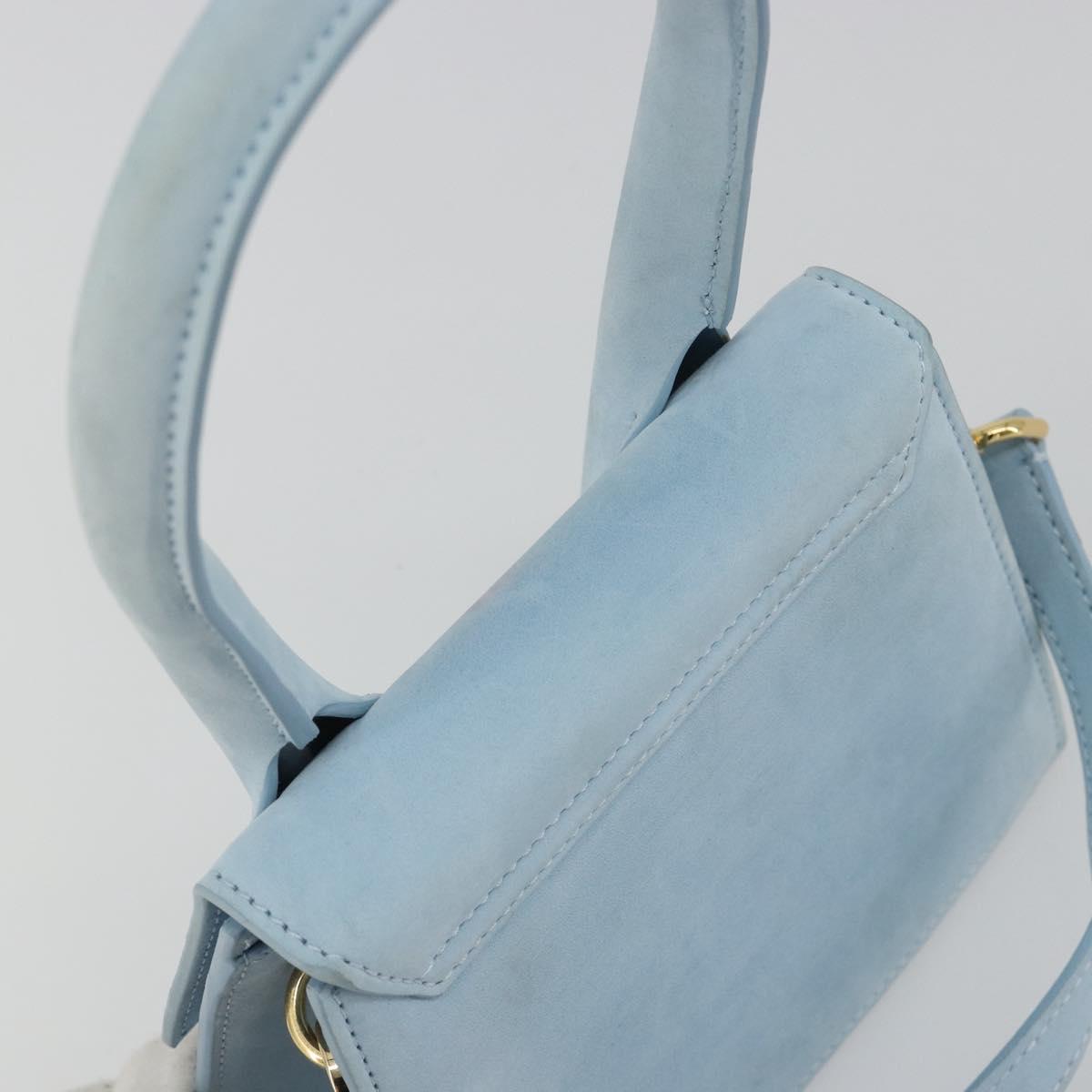 JACQUEMUS Hand Bag Suede 2way Light Blue Gold Auth 188870M