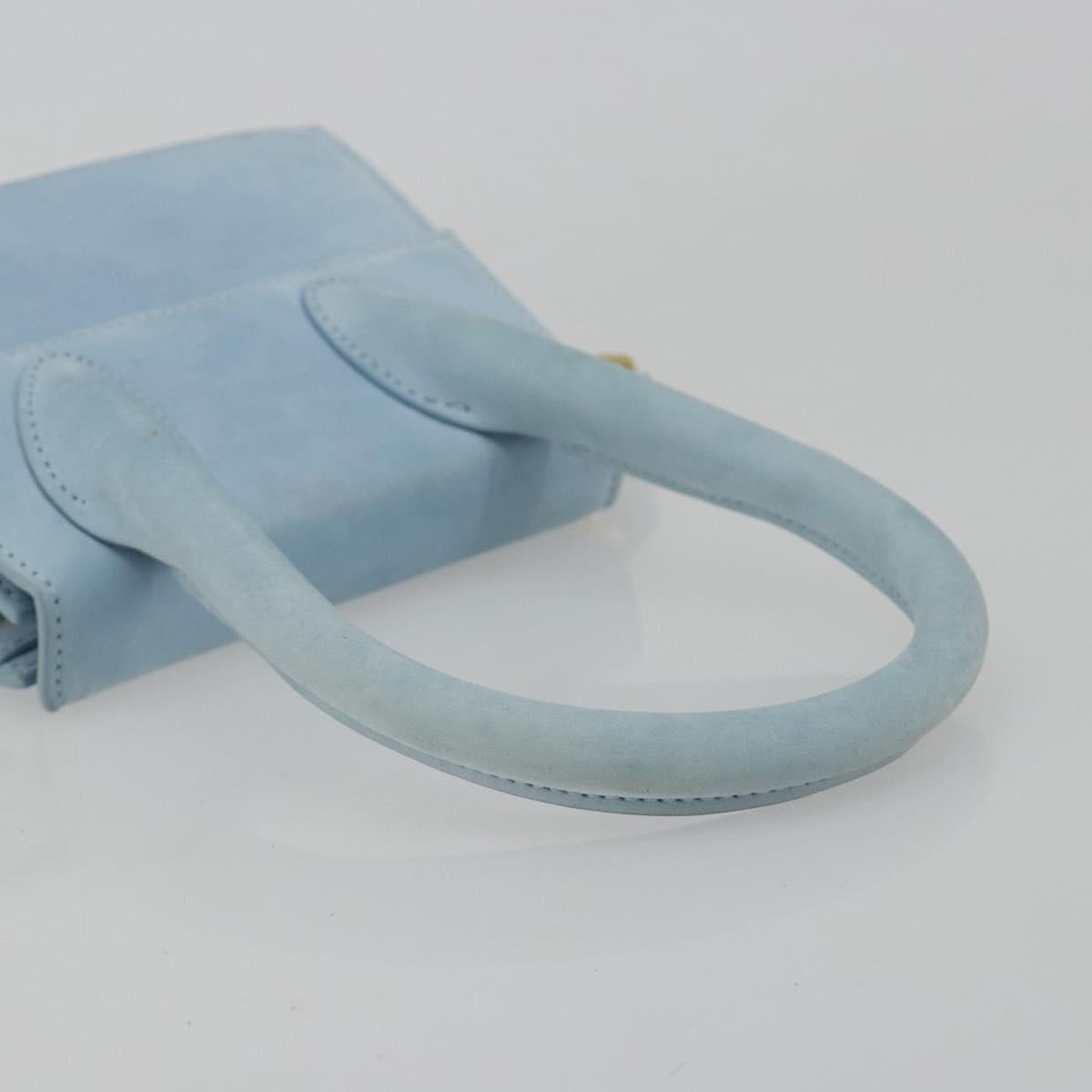 JACQUEMUS Hand Bag Suede 2way Light Blue Gold Auth 188870M