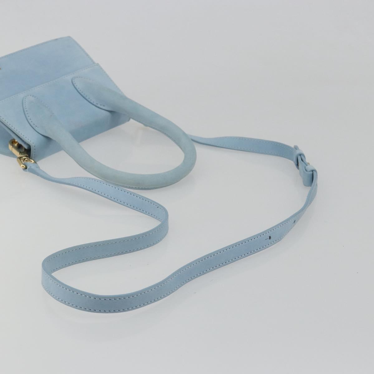 JACQUEMUS Hand Bag Suede 2way Light Blue Gold Auth 188870M