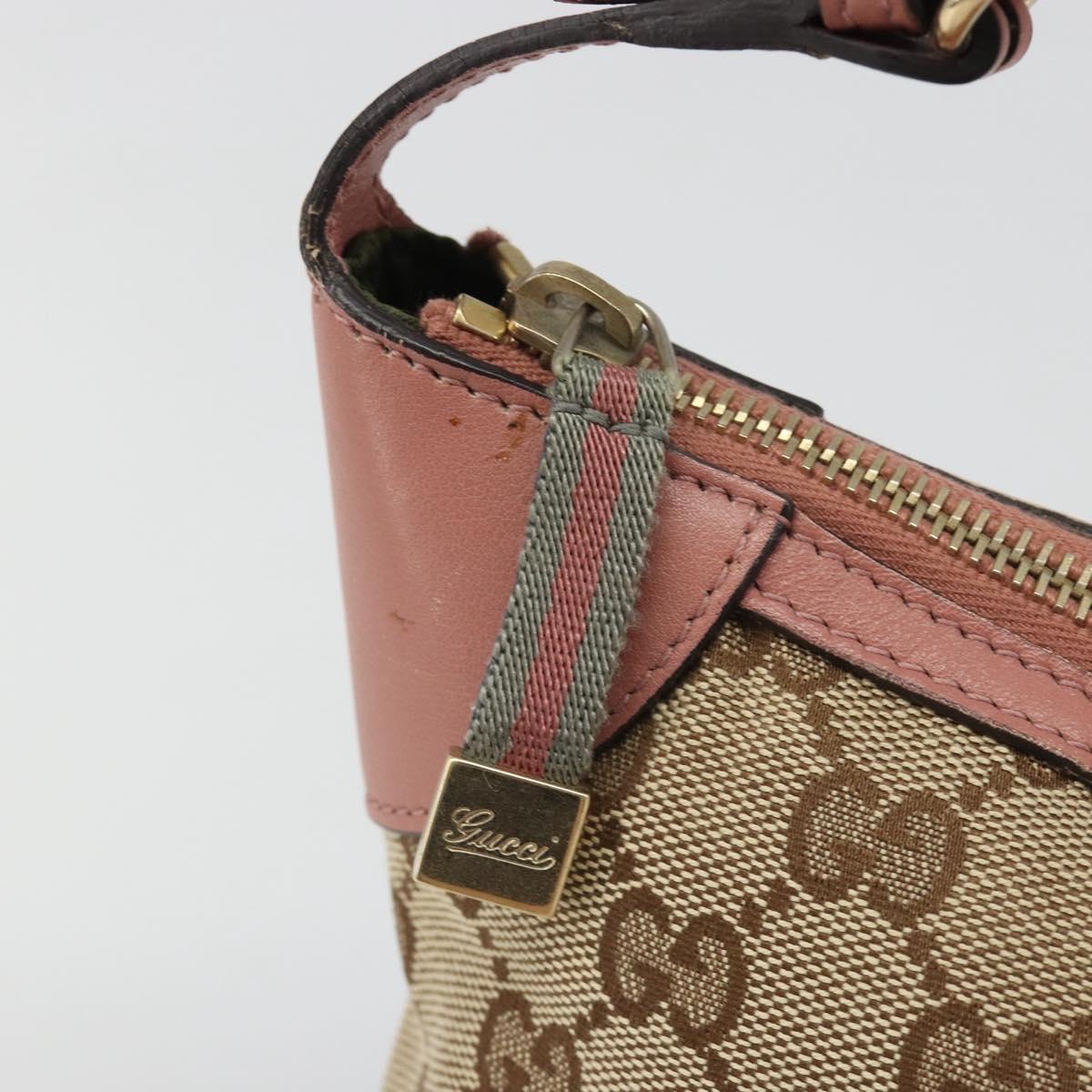 GUCCI GG Canvas Accessory Pouch Beige Gold 224093 Auth 188871V