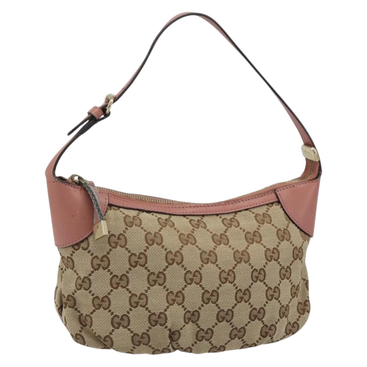GUCCI GG Canvas Accessory Pouch Beige Gold 224093 Auth 188871V