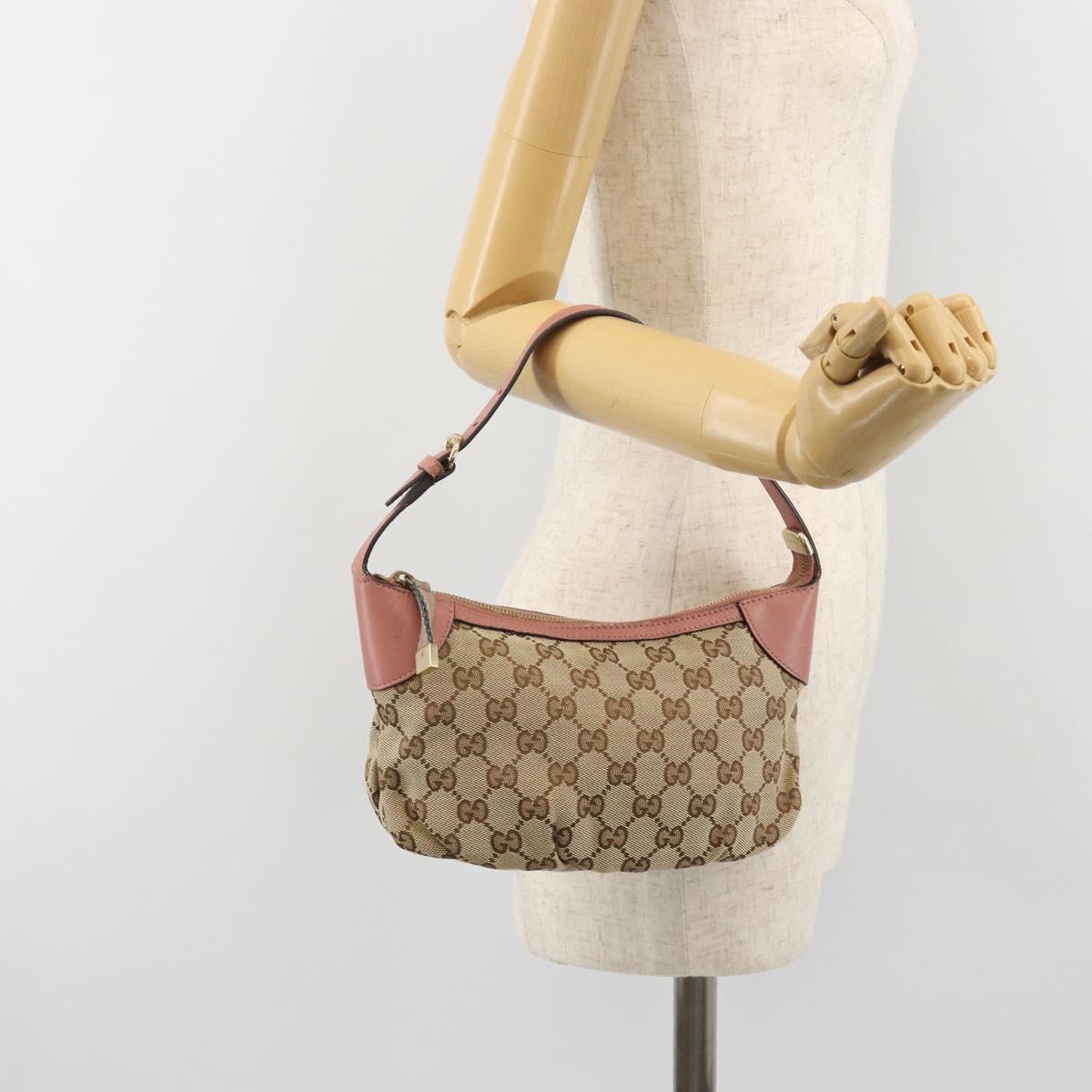 GUCCI GG Canvas Accessory Pouch Beige Gold 224093 Auth 188871V