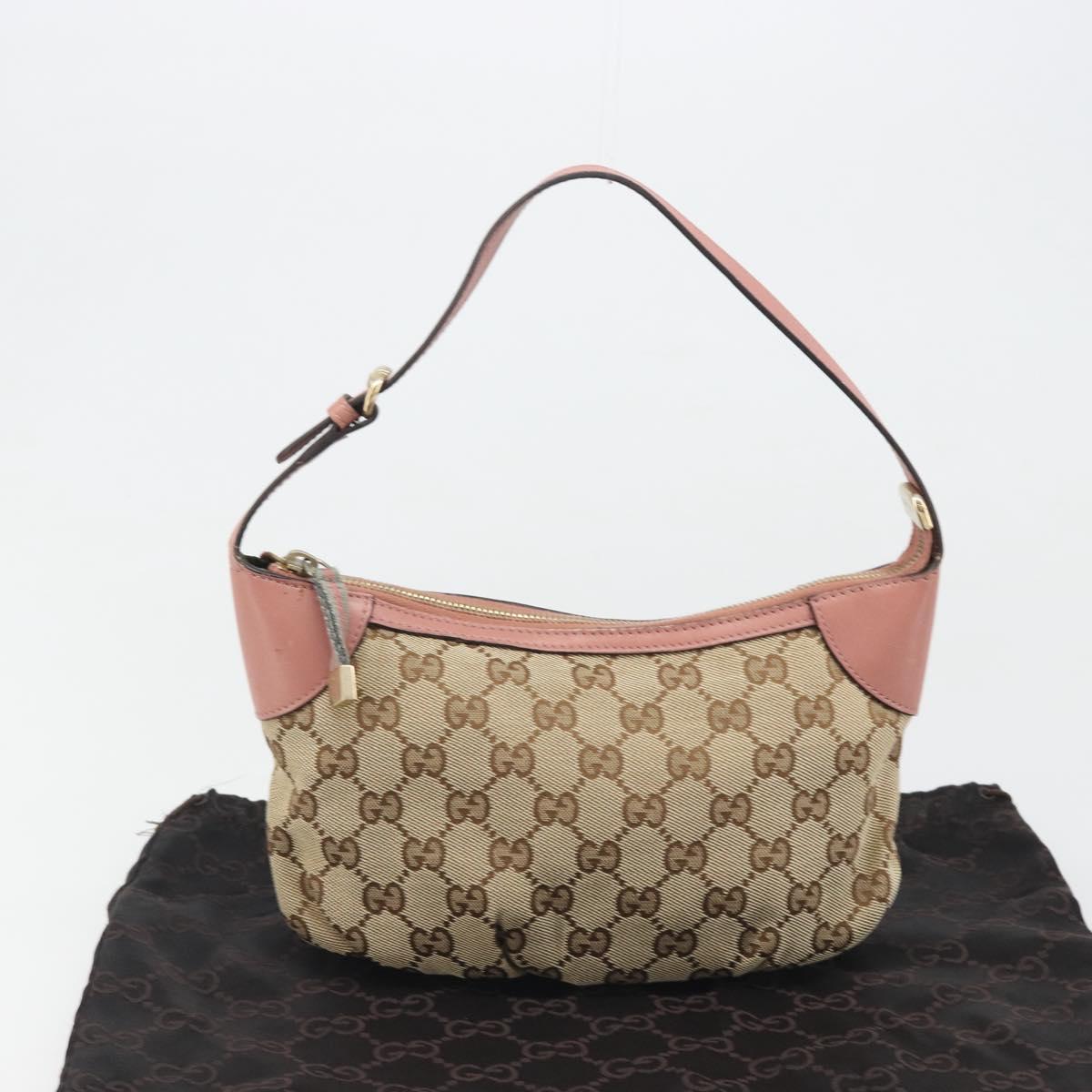 GUCCI GG Canvas Accessory Pouch Beige Gold 224093 Auth 188871V