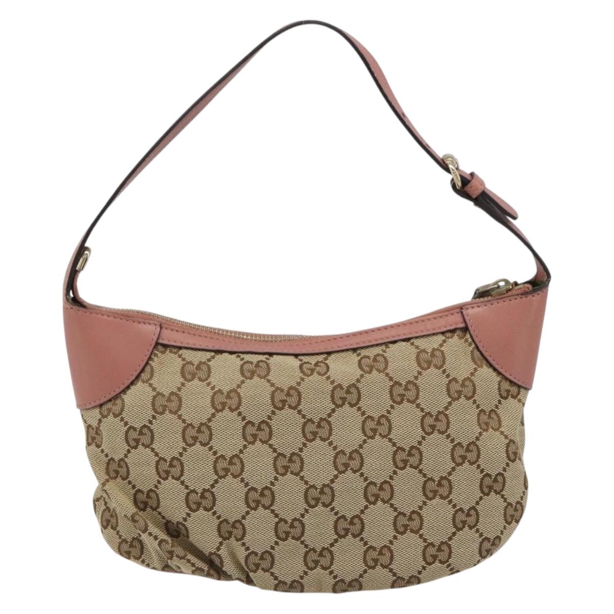 GUCCI GG Canvas Accessory Pouch Beige Gold 224093 Auth 188871V