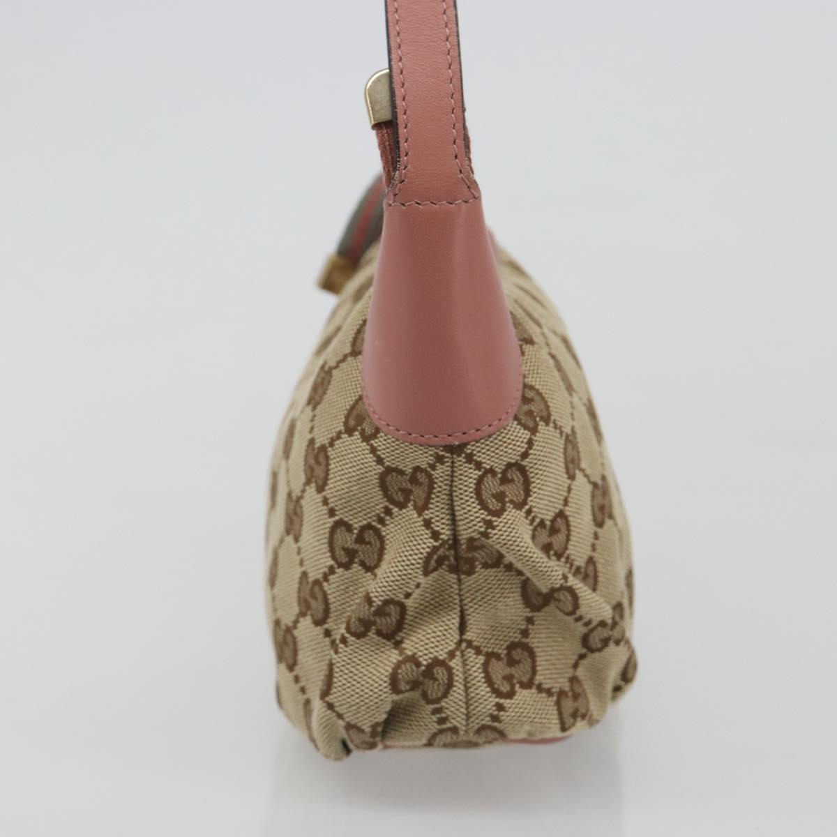GUCCI GG Canvas Accessory Pouch Beige Gold 224093 Auth 188871V
