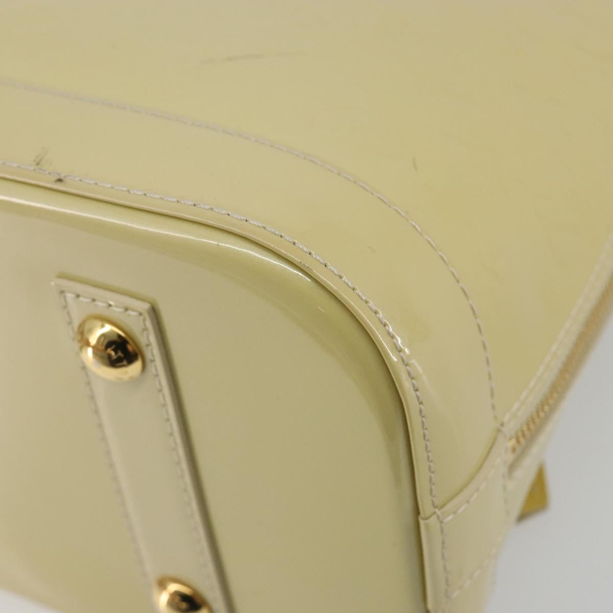 LOUIS VUITTON Monogram Vernis Alma PM Hand Bag Beige Poodle M91751 Auth 188876