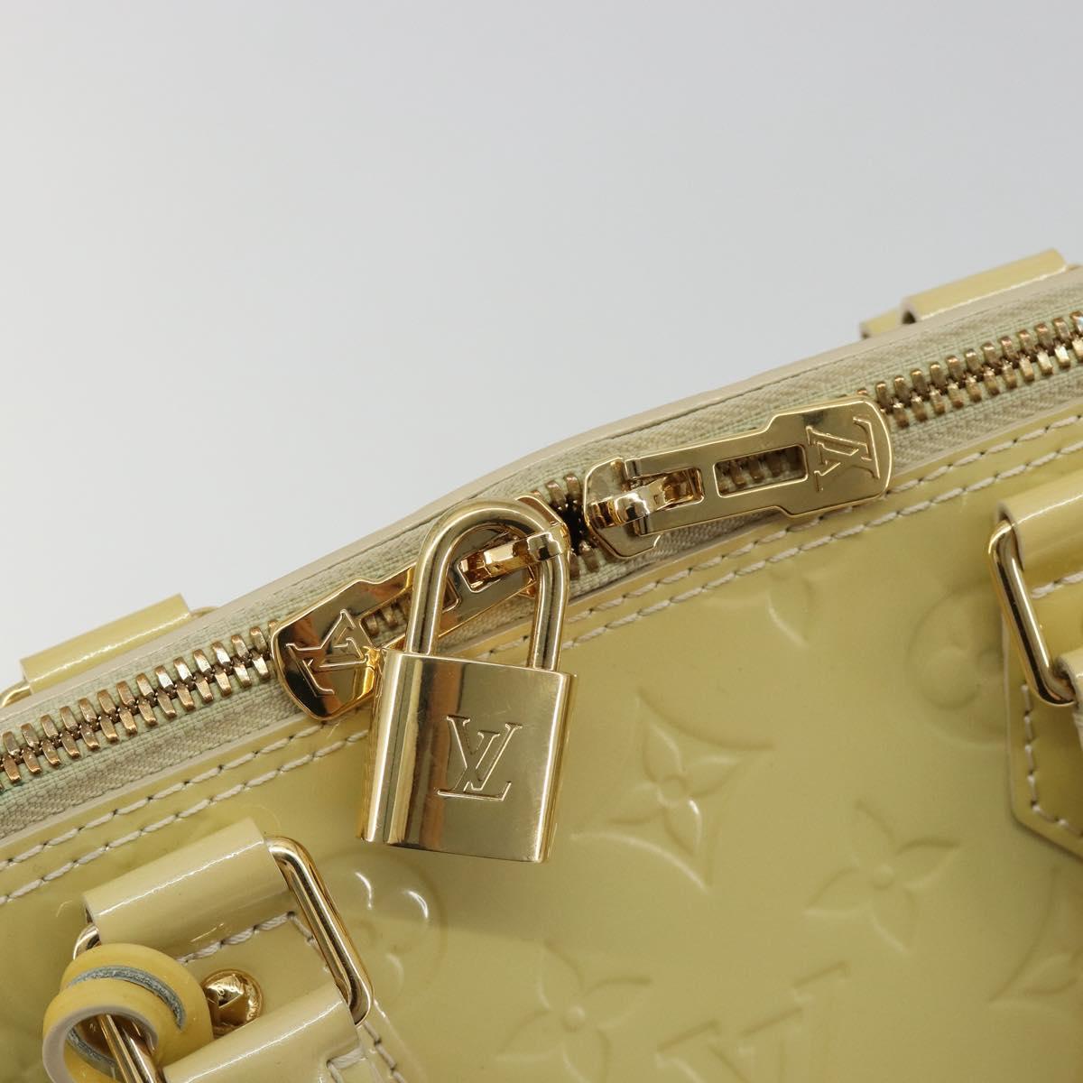 LOUIS VUITTON Monogram Vernis Alma PM Hand Bag Beige Poodle M91751 Auth 188876
