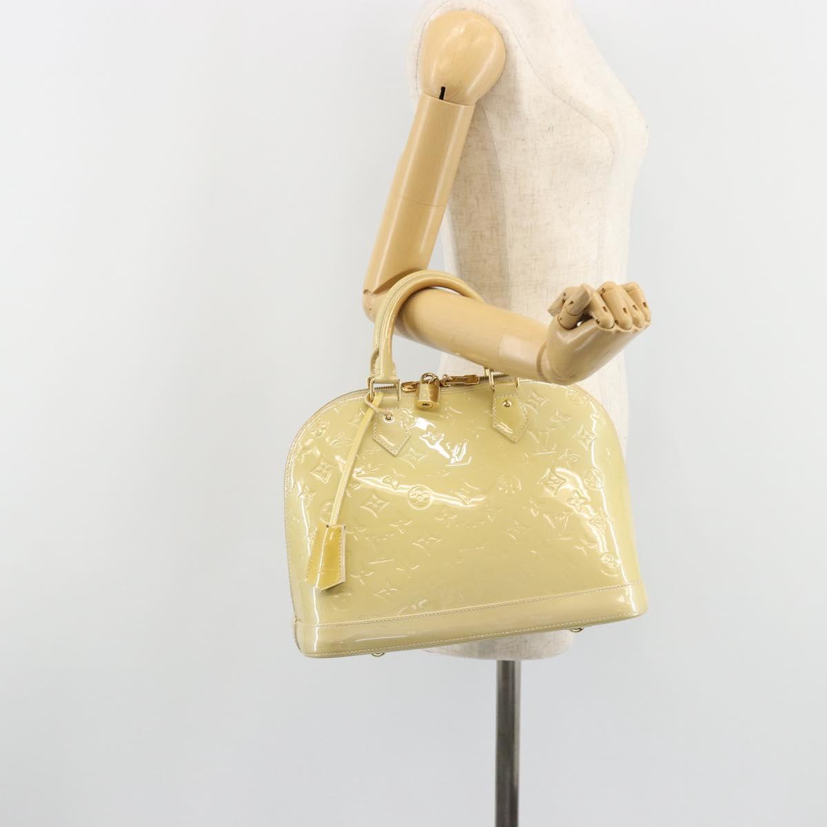 LOUIS VUITTON Monogram Vernis Alma PM Hand Bag Beige Poodle M91751 Auth 188876