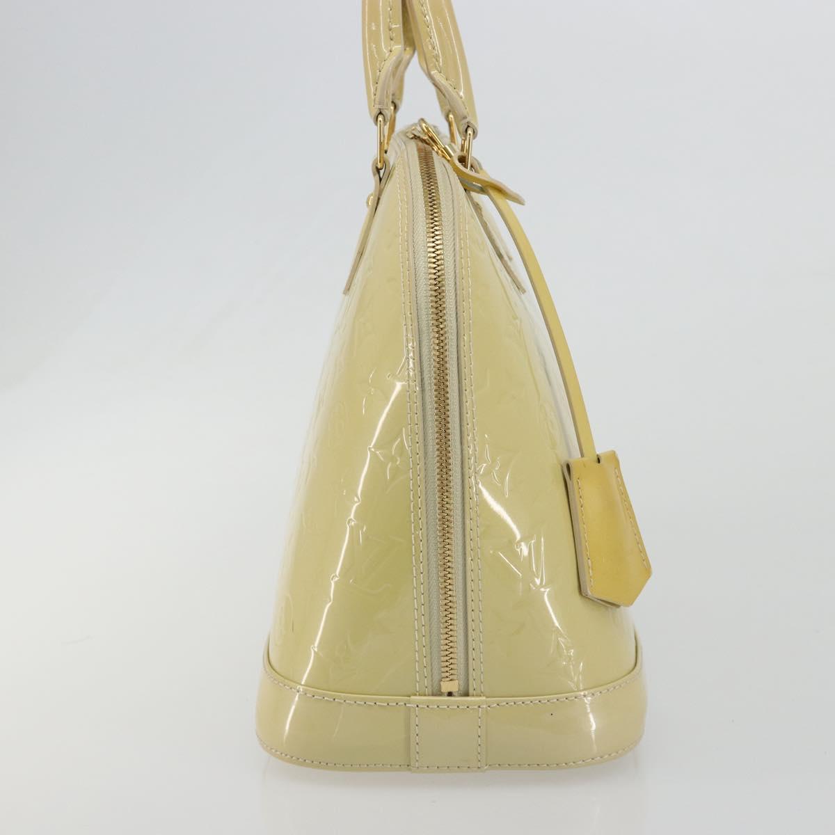 LOUIS VUITTON Monogram Vernis Alma PM Hand Bag Beige Poodle M91751 Auth 188876