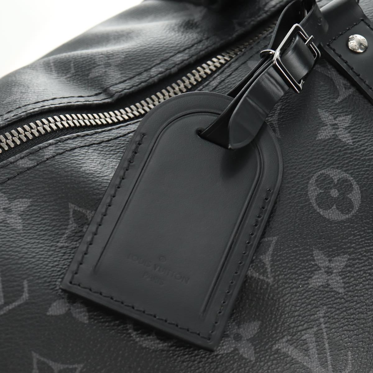 LOUIS VUITTON Monogram Eclipse Keepall Bandouliere 55 Boston Bag LV Auth 188879V