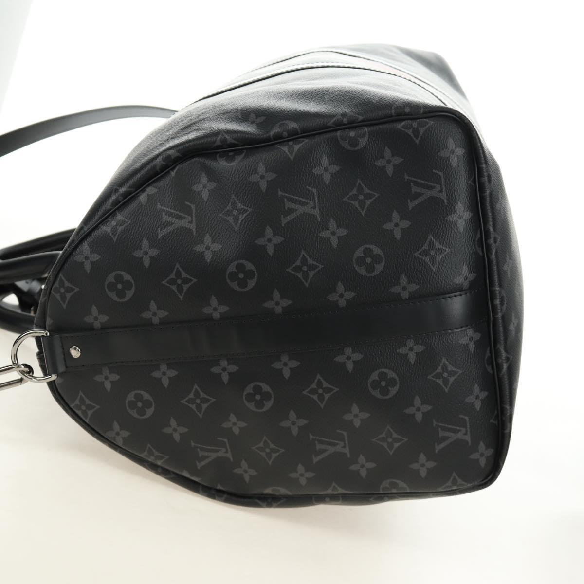 LOUIS VUITTON Monogram Eclipse Keepall Bandouliere 55 Boston Bag LV Auth 188879V