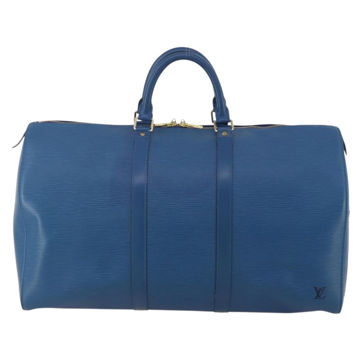 LOUIS VUITTON Epi Keepall 50 Boston Bag Blue M42965 LV Auth 188880A
