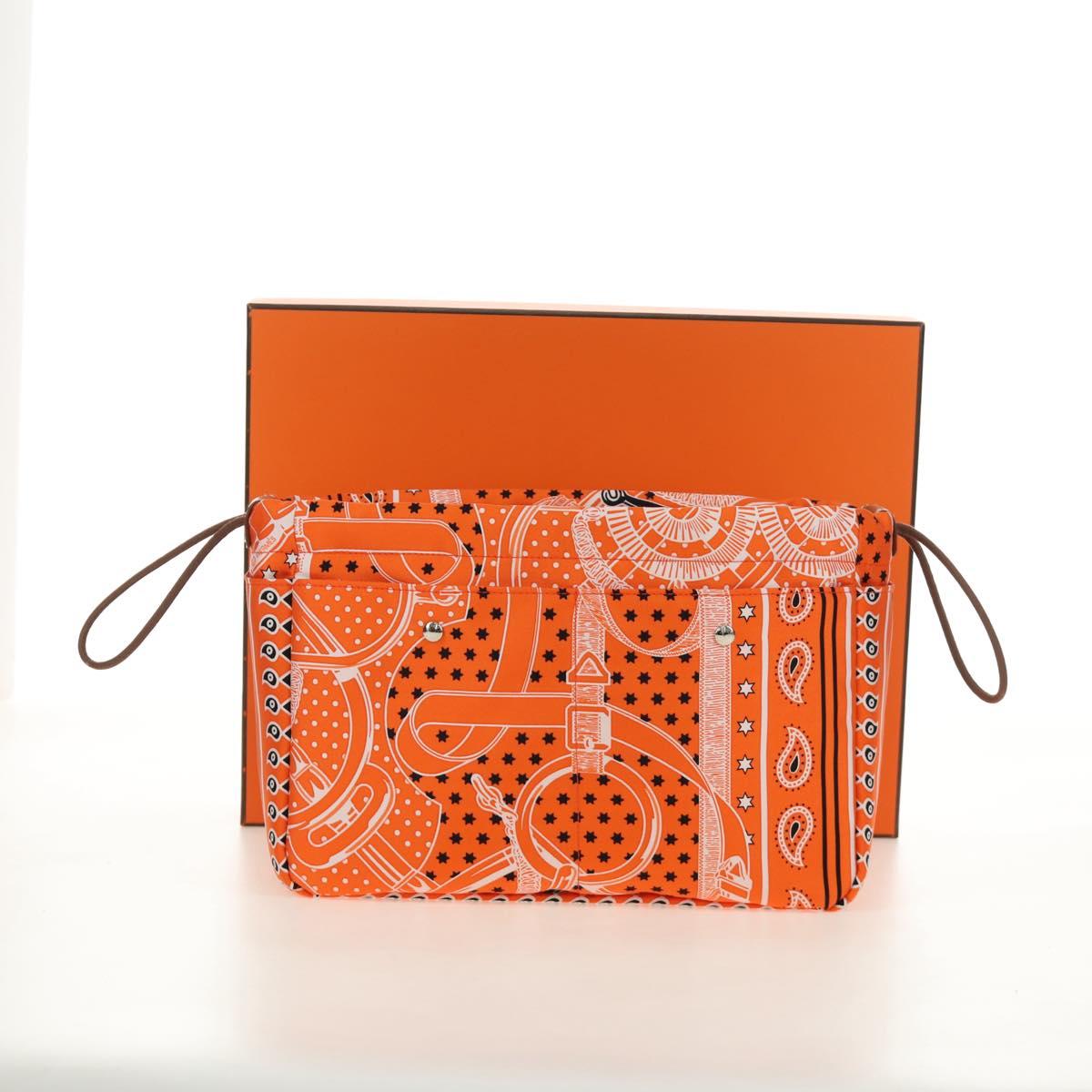 HERMES Foolby 25 Pouch Silk Orange Auth 188883M
