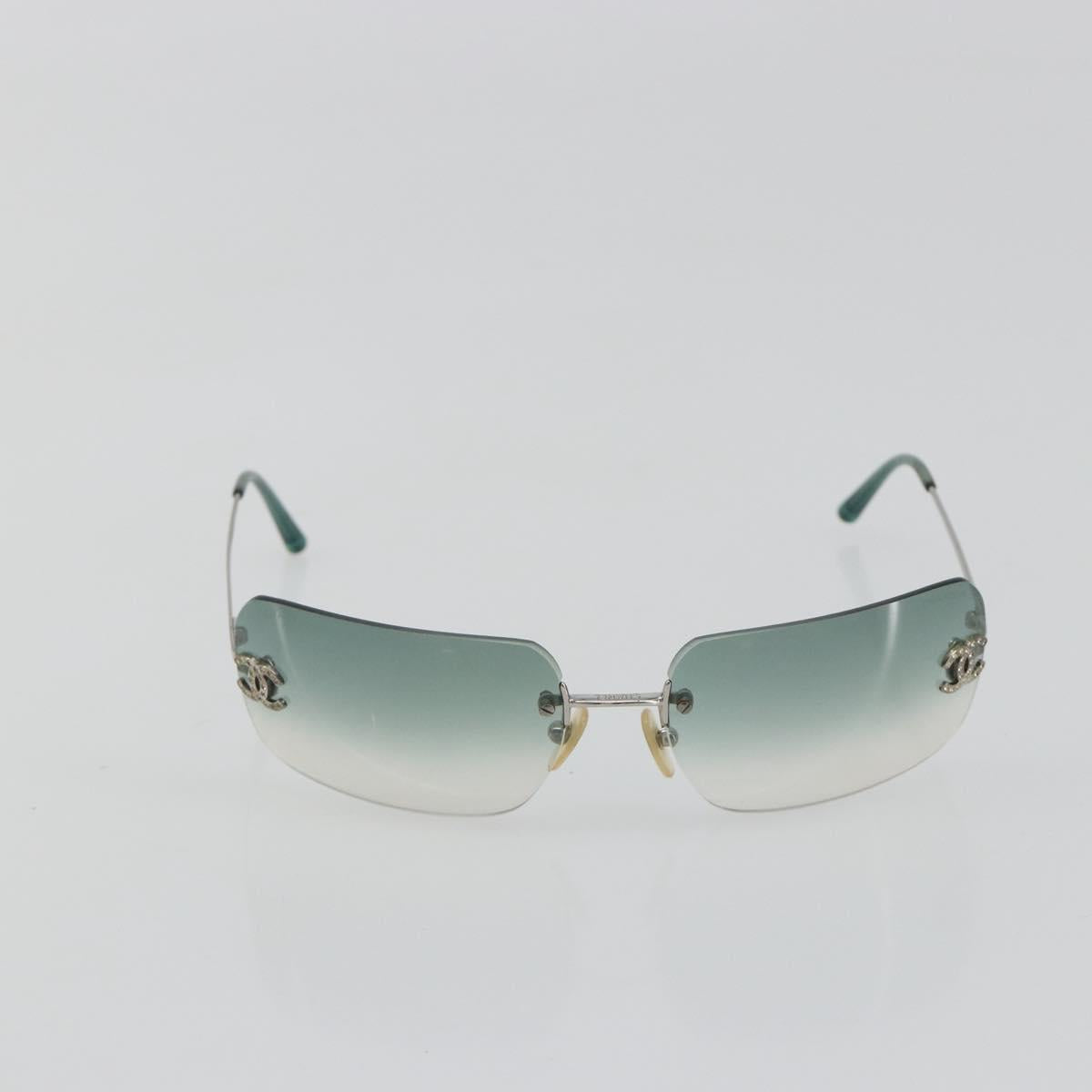 CHANEL COCO Mark Sunglasses metal Green CC Auth 188886
