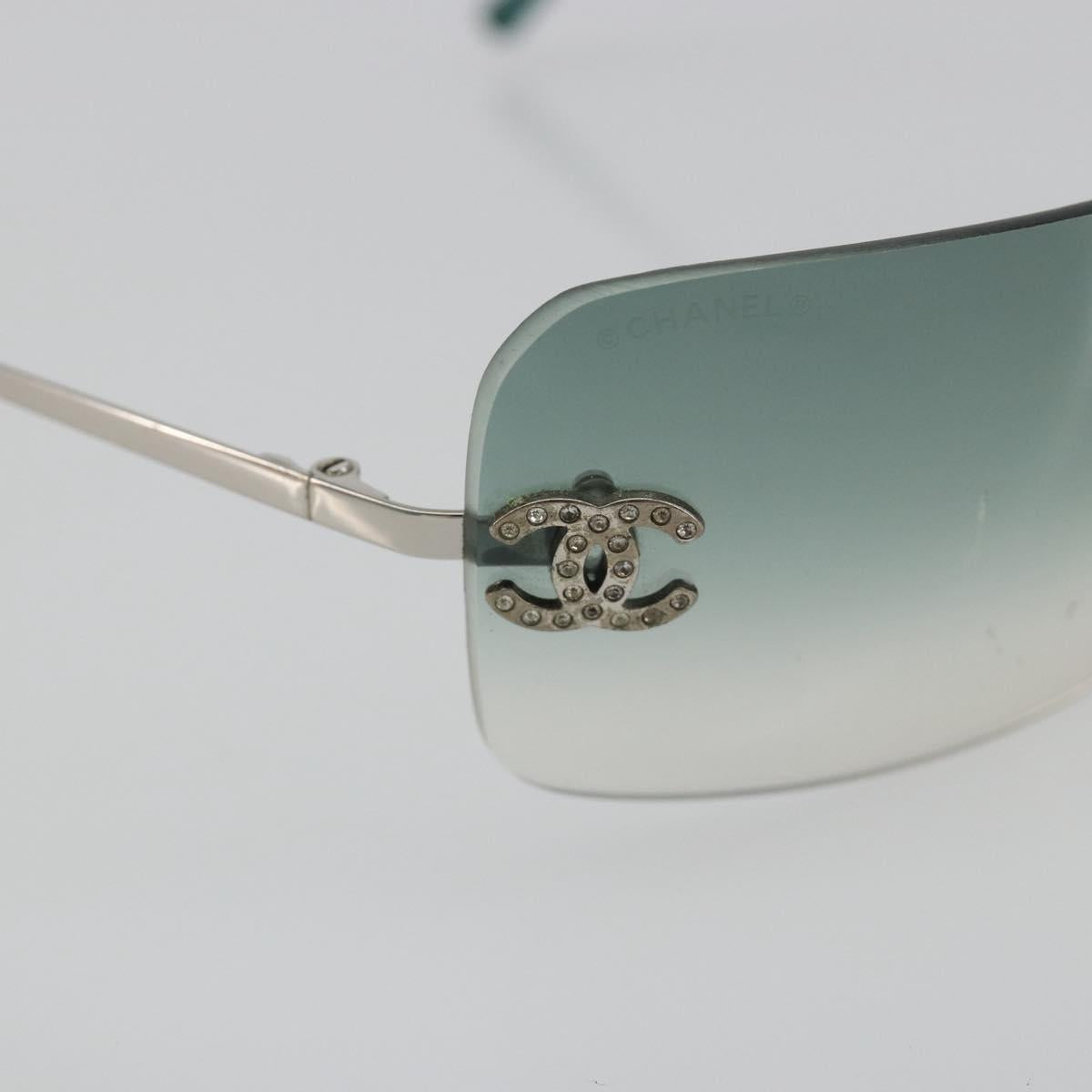 CHANEL COCO Mark Sunglasses metal Green CC Auth 188886