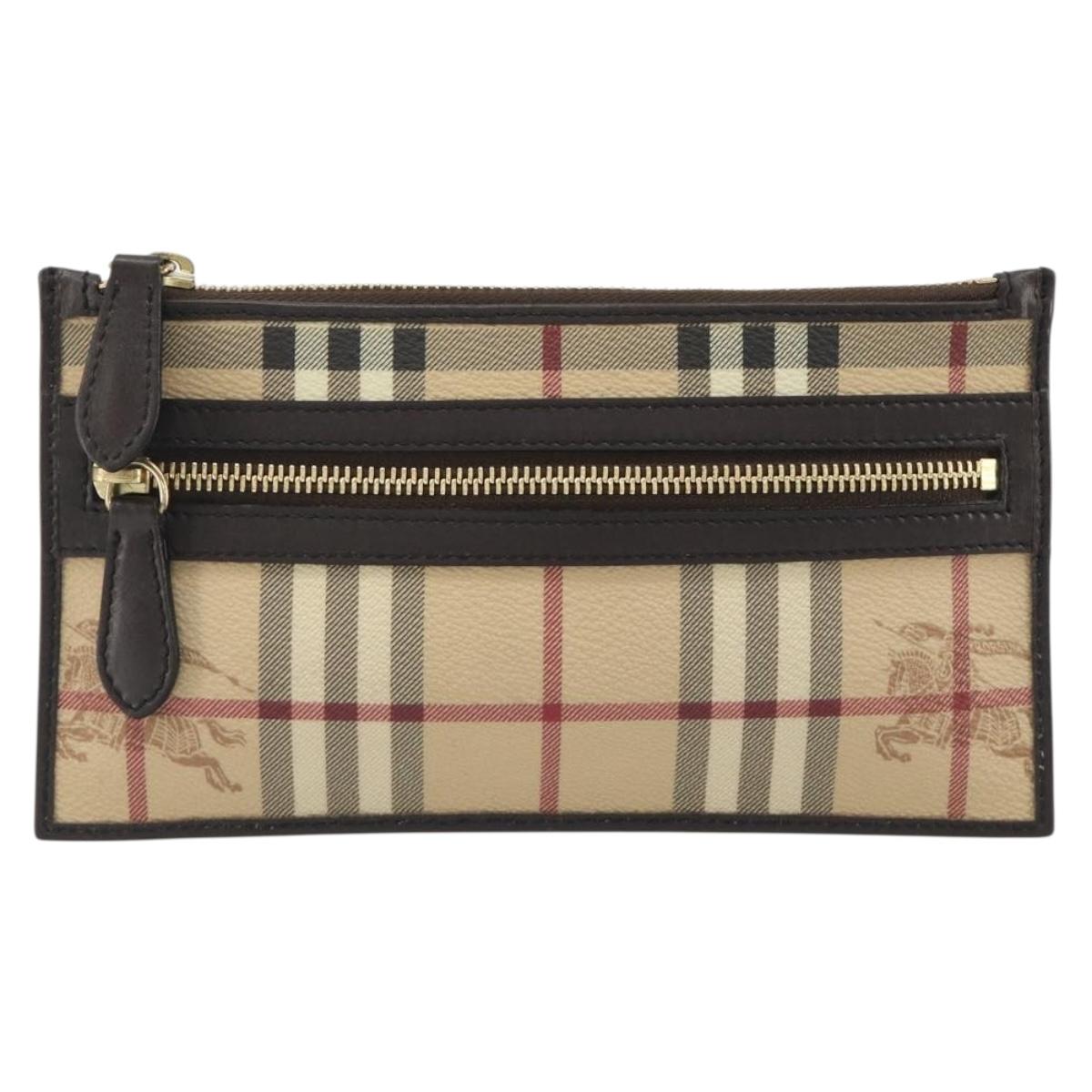 BURBERRY Nova Check Shoulder Bag PVC Beige Gold Auth 188891A