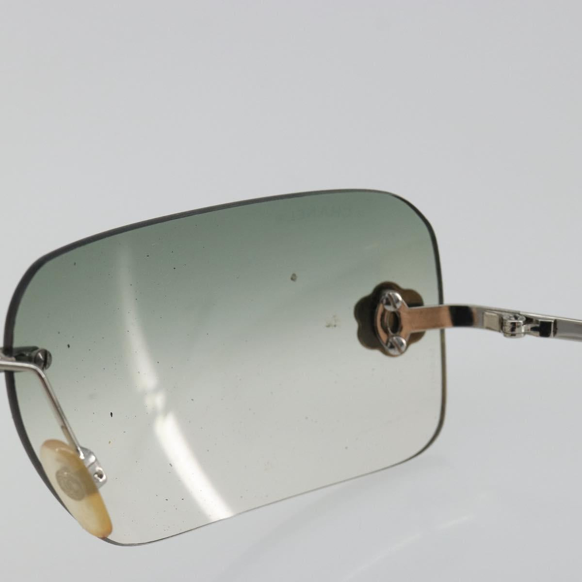 CHANEL Camelia Sunglasses metal Green CC Auth 188892