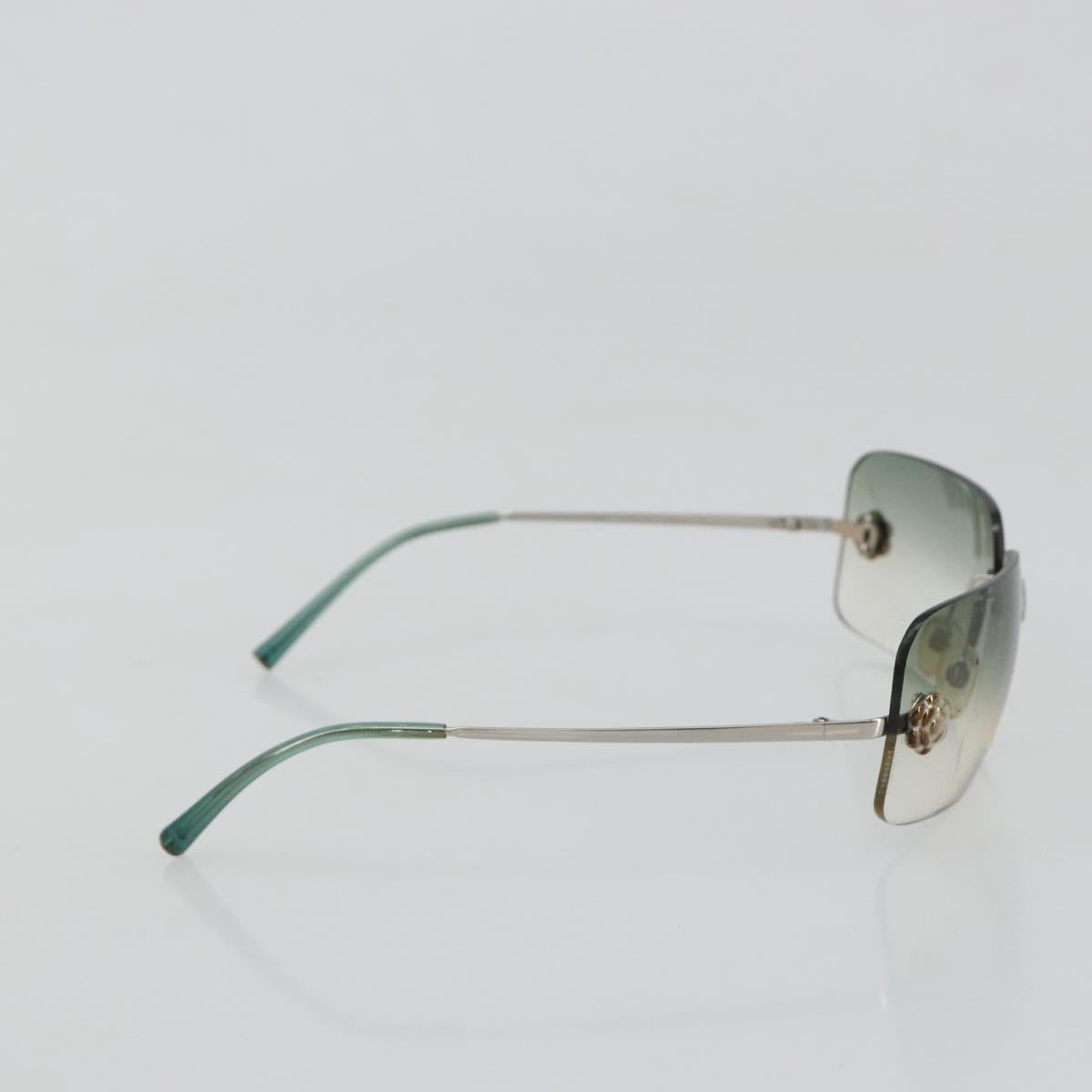 CHANEL Camelia Sunglasses metal Green CC Auth 188892
