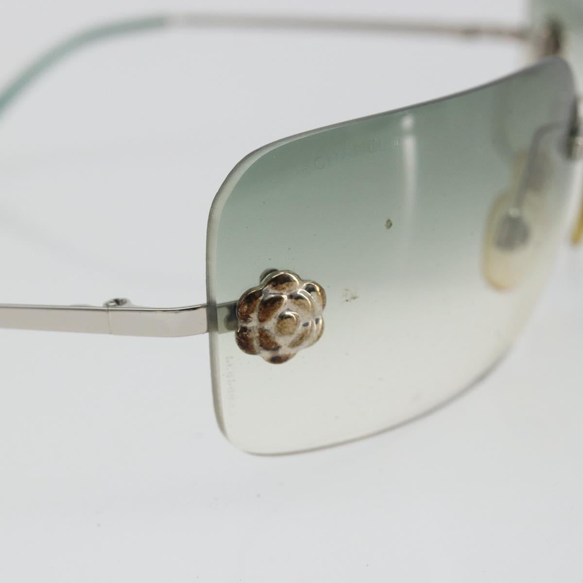 CHANEL Camelia Sunglasses metal Green CC Auth 188892