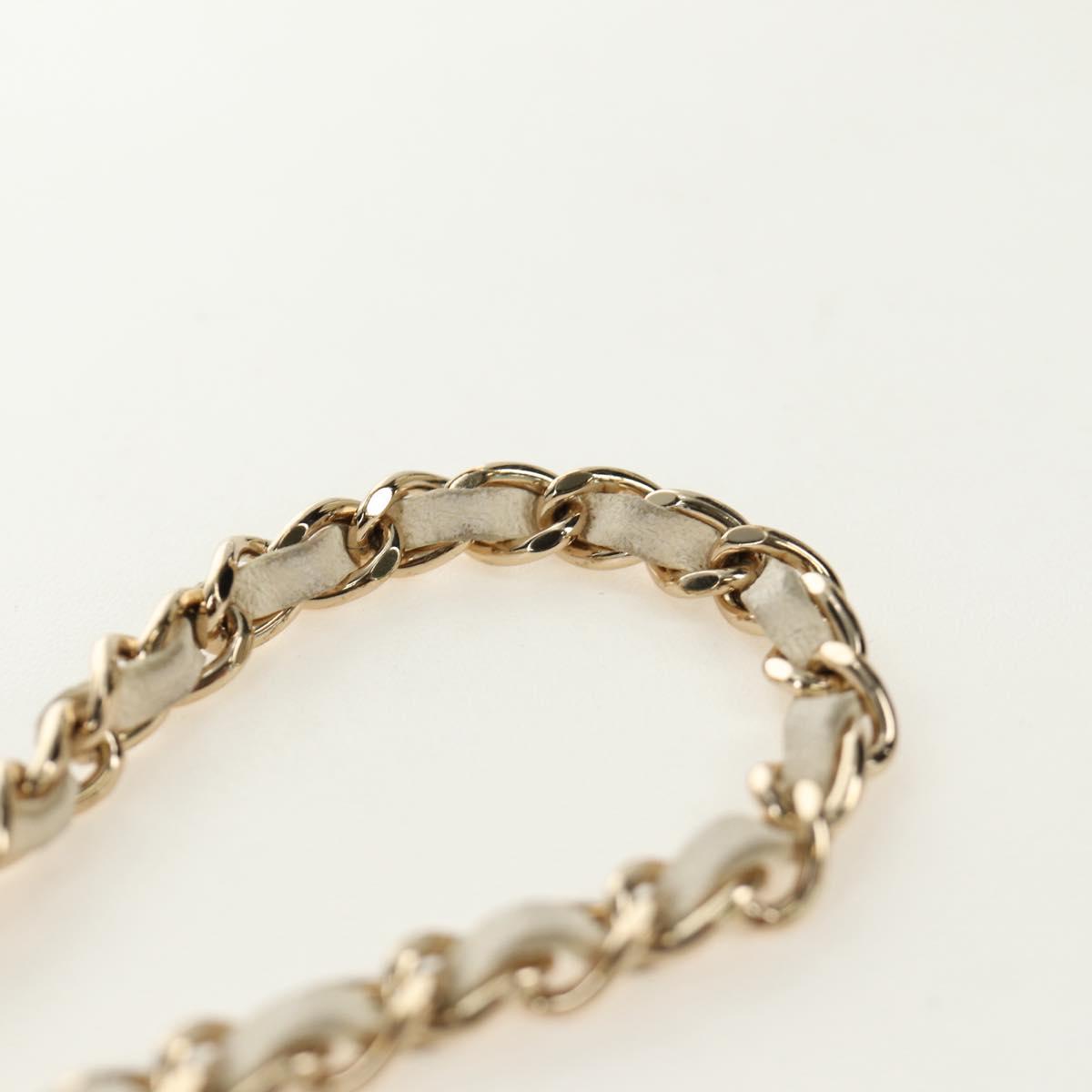 CHANEL Matelasse Chain Vanity Bag Lamb Skin White Gold CC Auth 188894SAM
