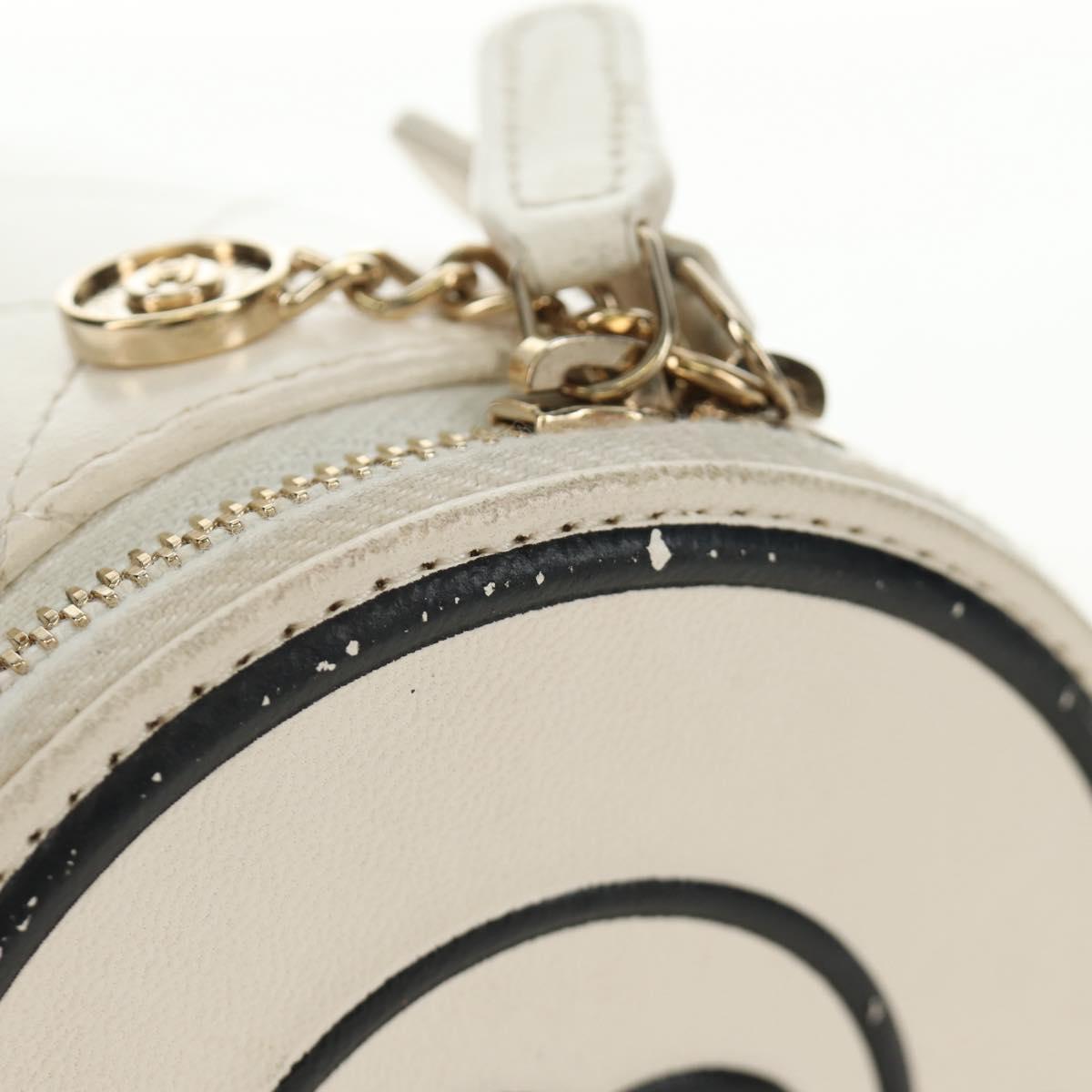 CHANEL Matelasse Chain Vanity Bag Lamb Skin White Gold CC Auth 188894SAM