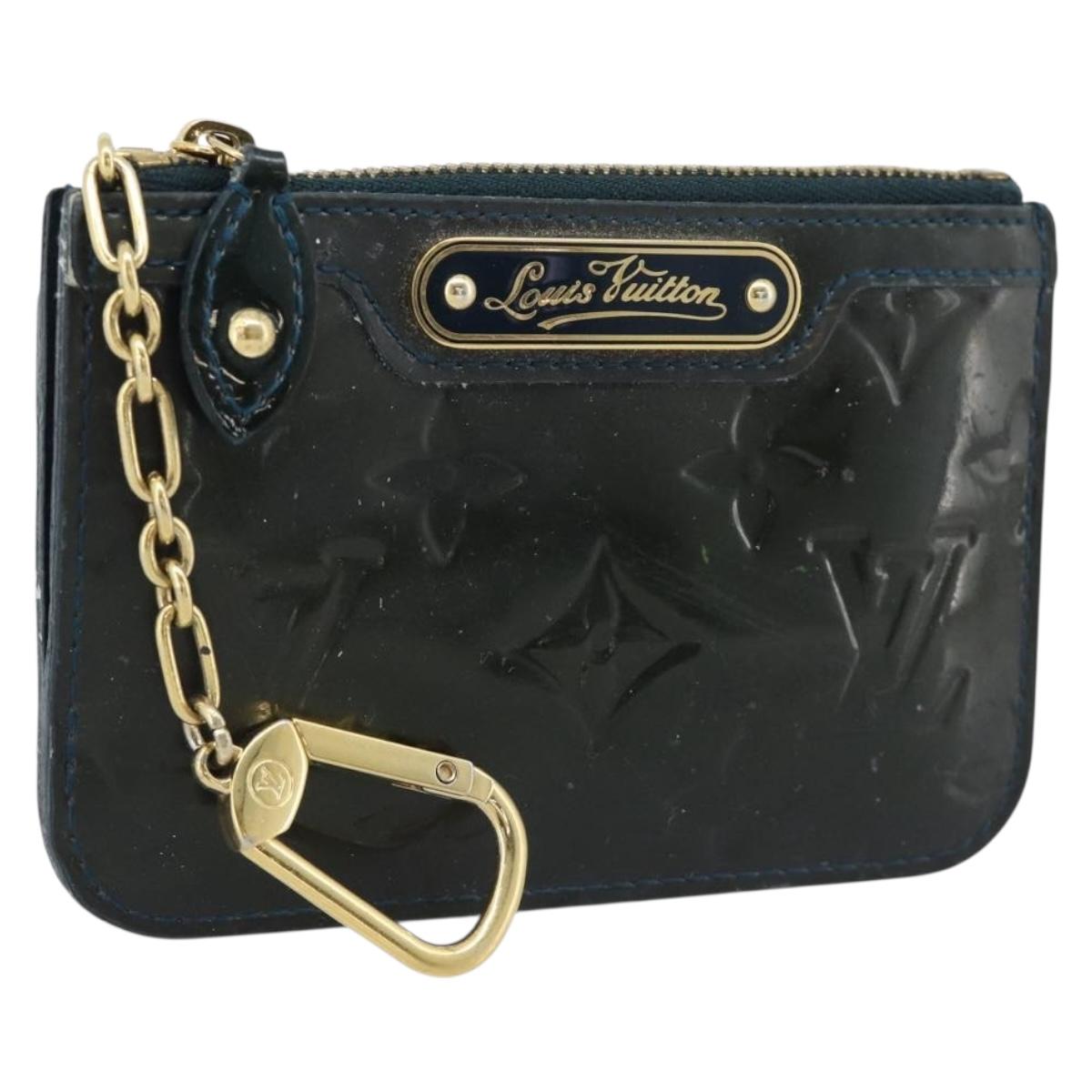LOUIS VUITTON Vernis Pochette Cles NM Coin Purse Bluenuit M93665 LV Auth 188895