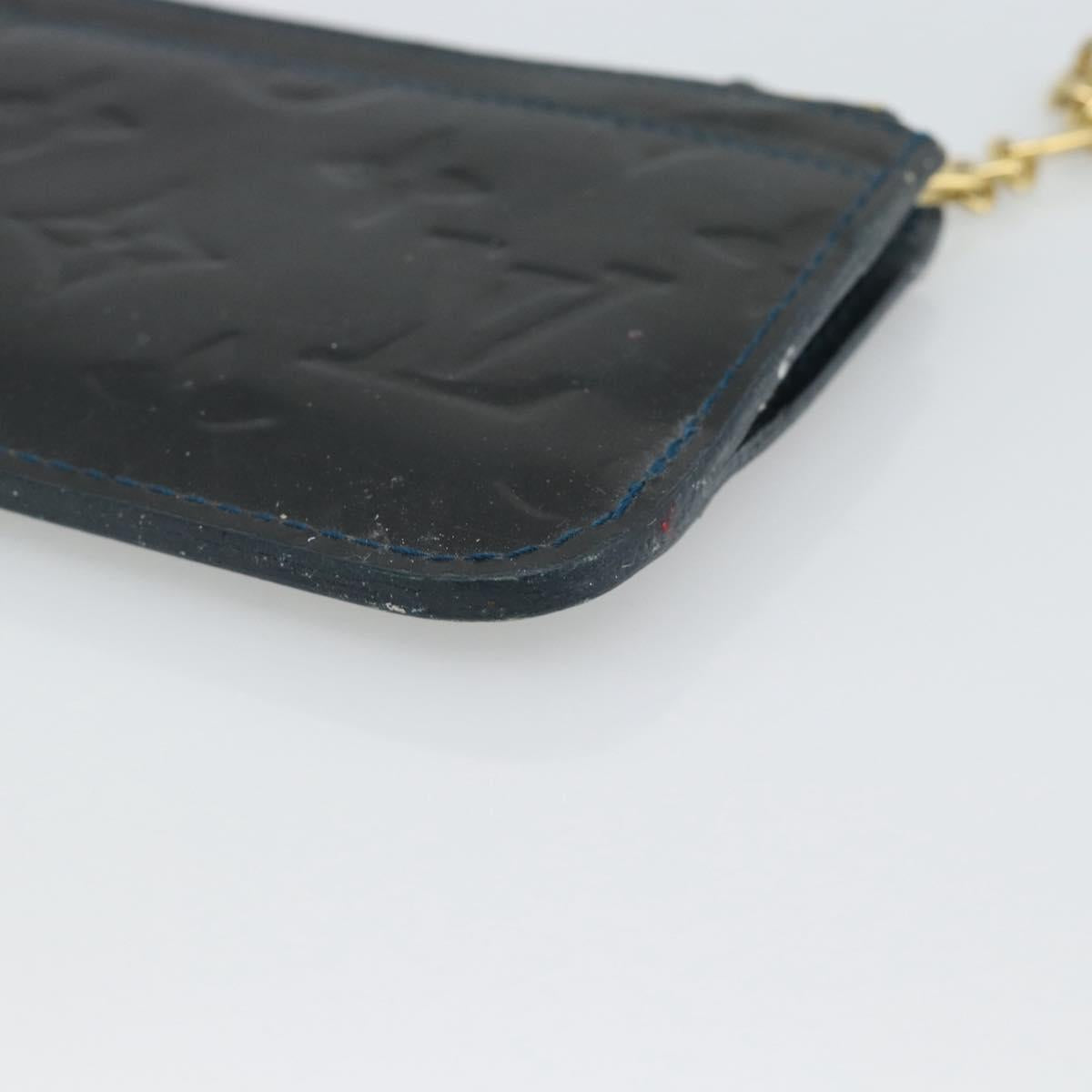 LOUIS VUITTON Vernis Pochette Cles NM Coin Purse Bluenuit M93665 LV Auth 188895