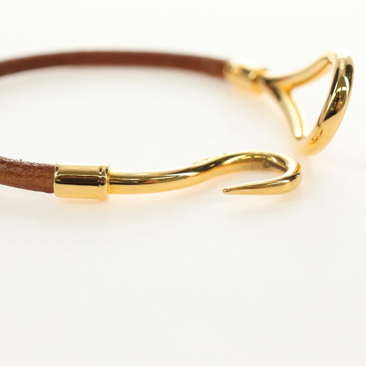 HERMES Jumbo Bracelet Leather Brown Auth 188897V
