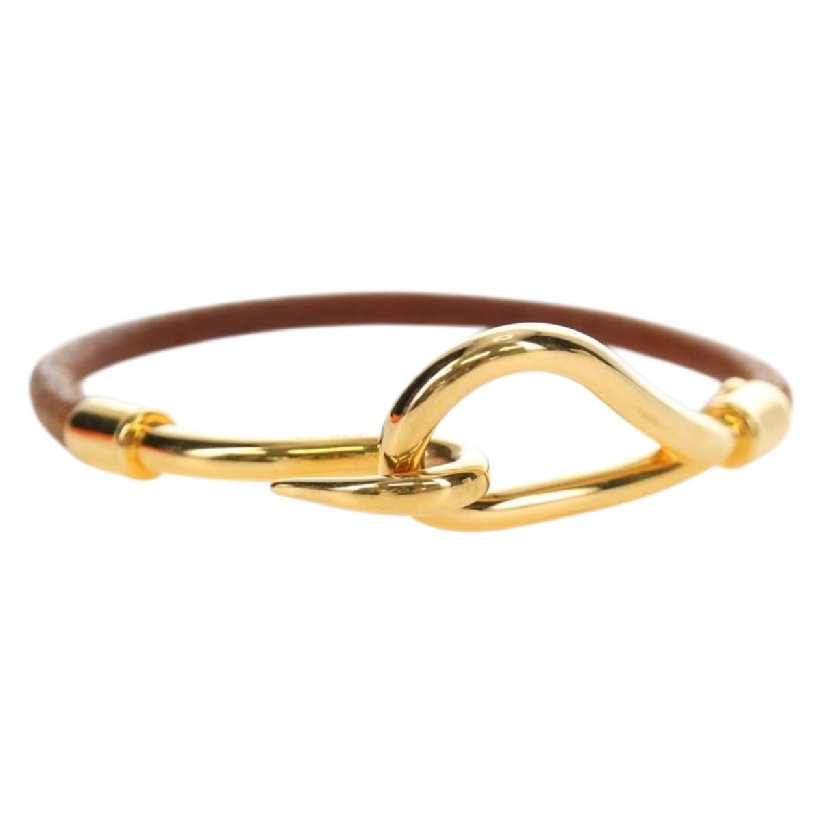 HERMES Jumbo Bracelet Leather Brown Auth 188897V