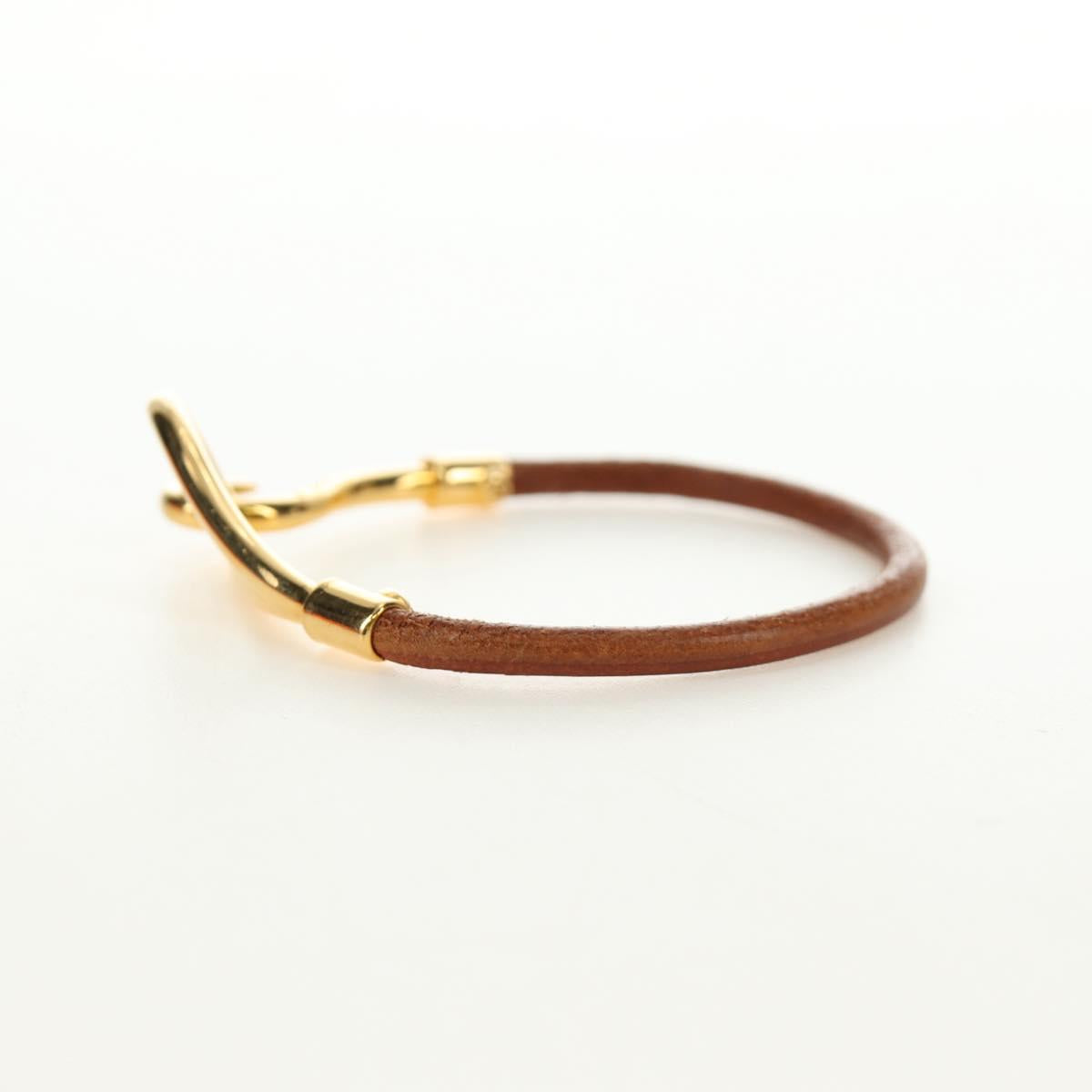 HERMES Jumbo Bracelet Leather Brown Auth 188897V