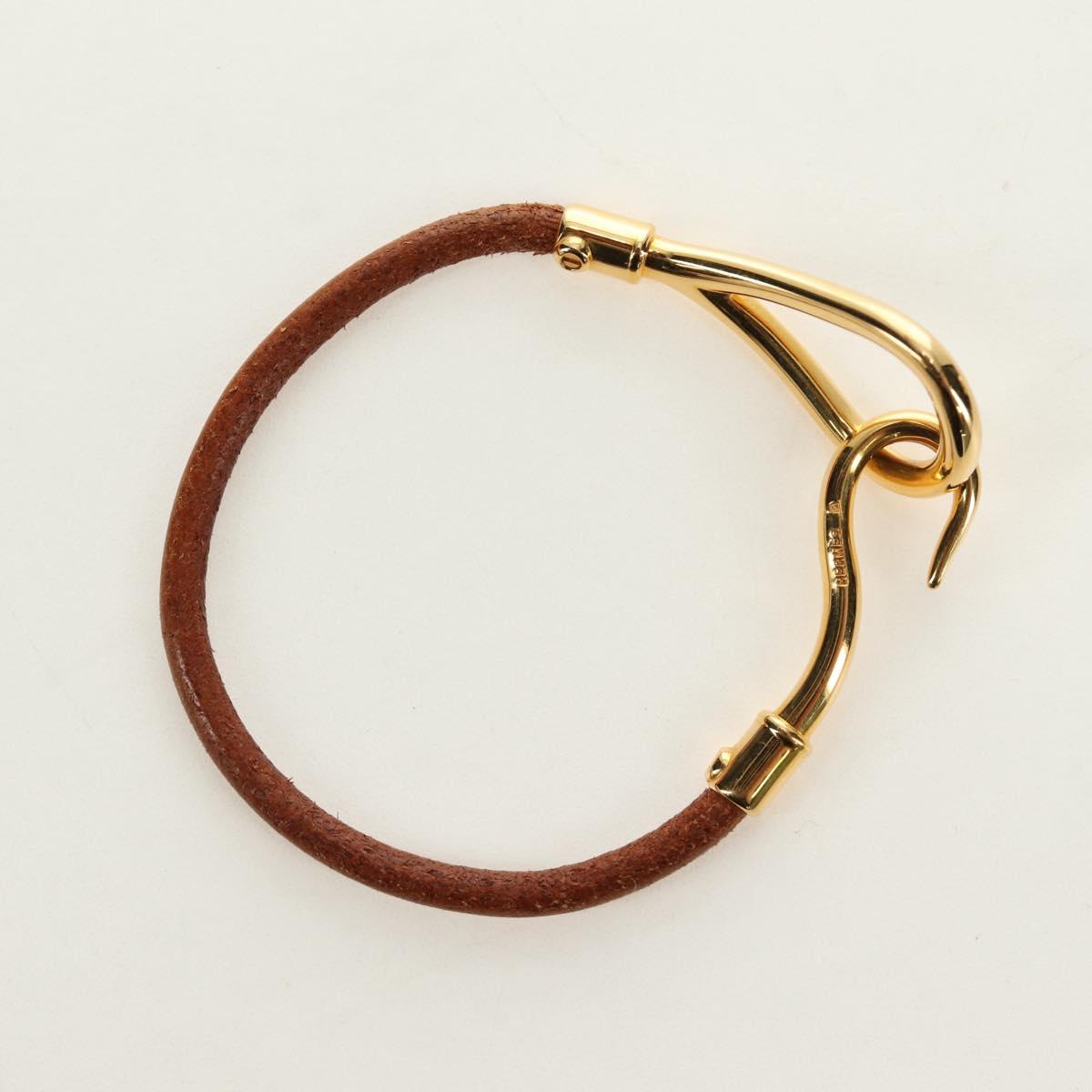 HERMES Jumbo Bracelet Leather Brown Auth 188897V