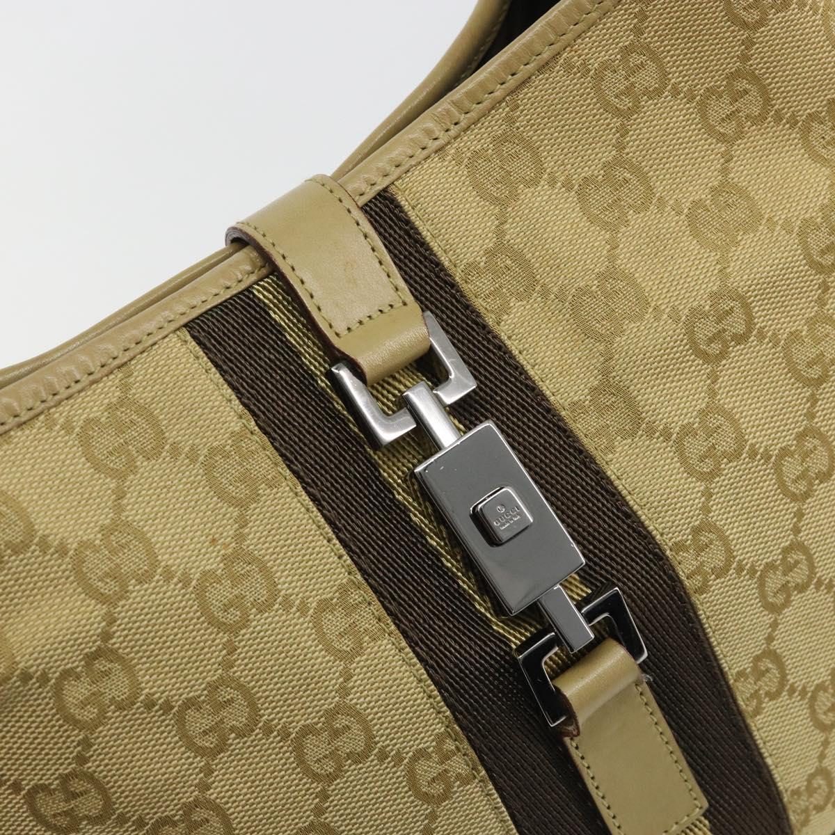 GUCCI GG Canvas Jackie Sherry Line Shoulder Bag Beige Silver 00963 Auth 188900V