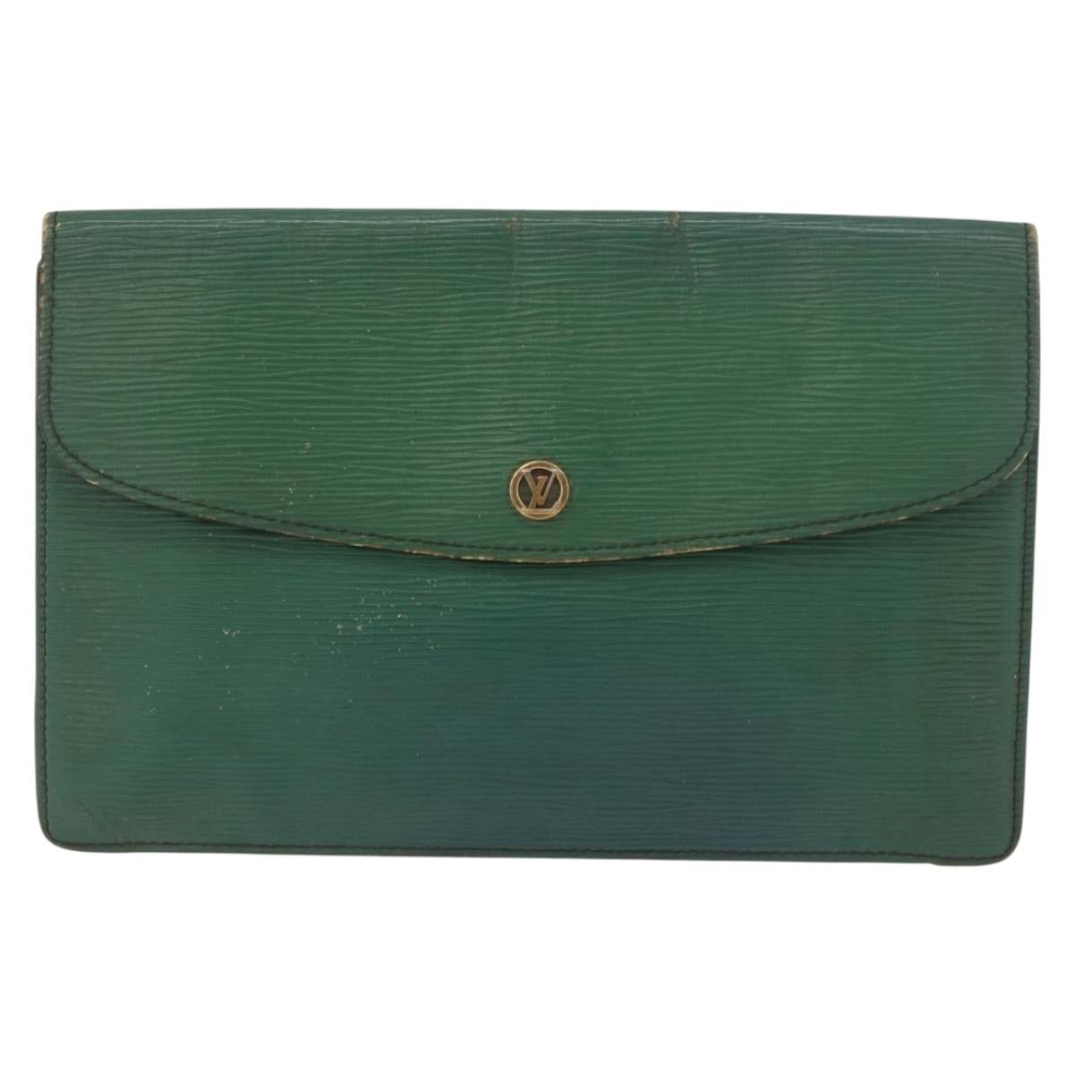 LOUIS VUITTON Epi Montaigne 27 Clutch Bag Green M52654 LV Auth 188920