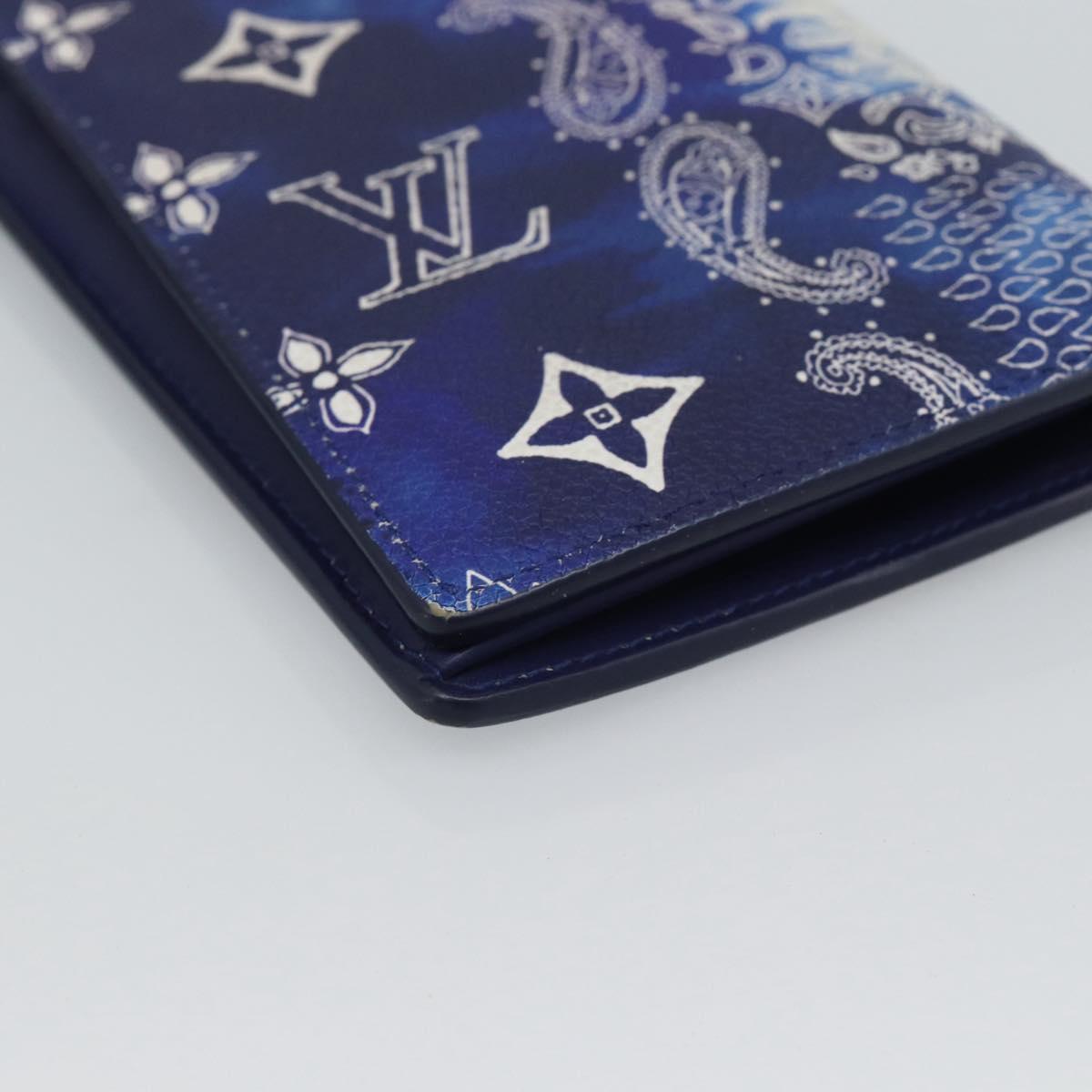 LOUIS VUITTON Monogram Bandana Brazza Portefeuille Navy M81405 Auth 188922